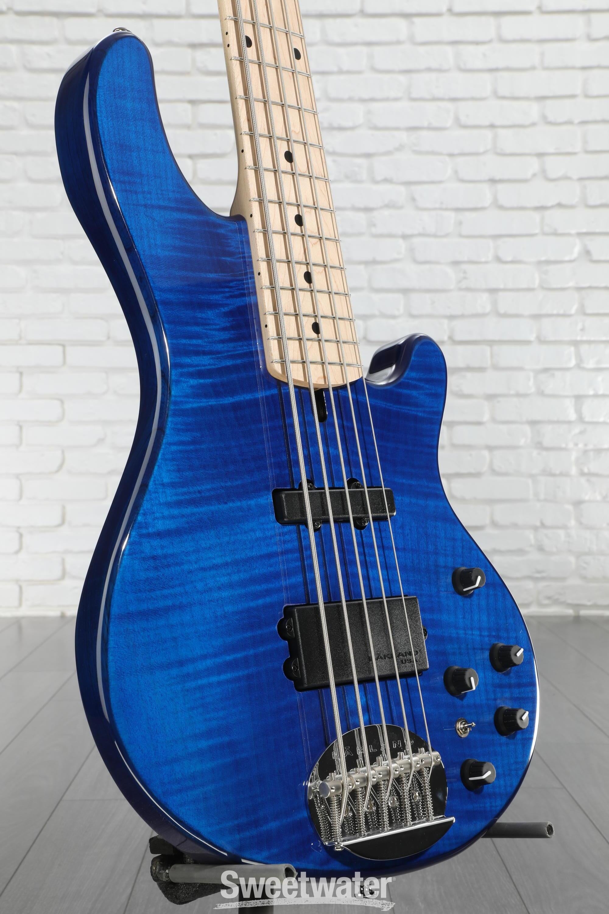 Lakland Skyline 55-02 Deluxe Flame Bass Guitar - Translucent Blue