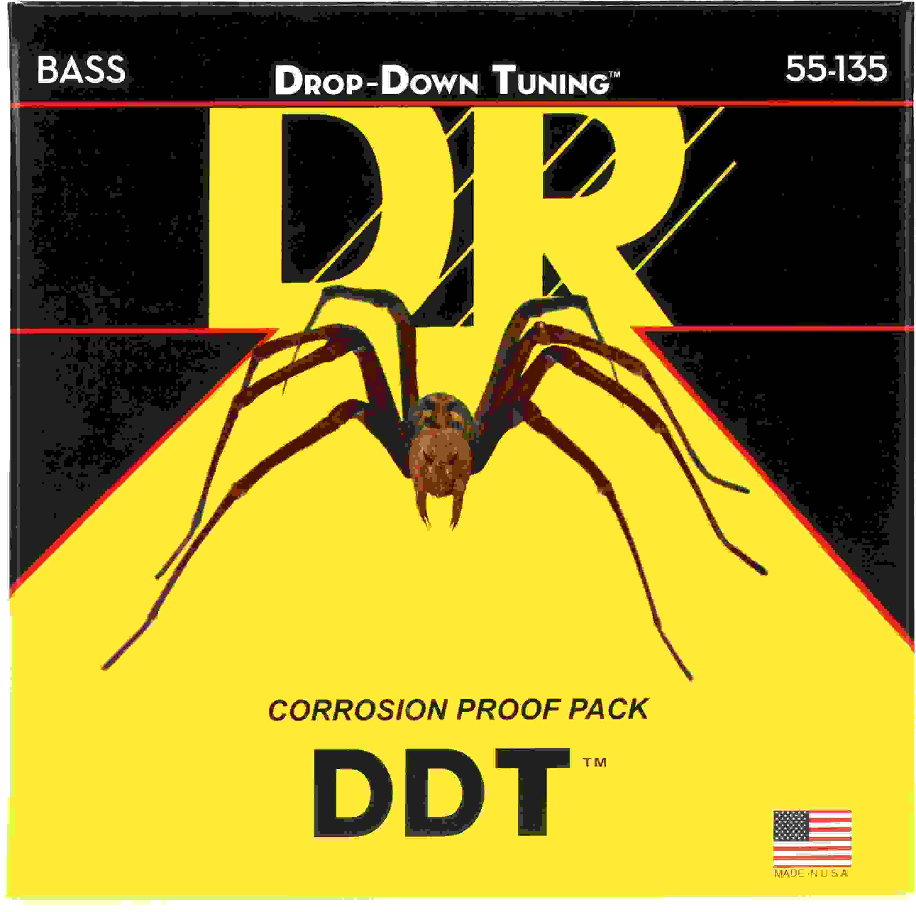 DR Strings DDT5-55 Drop-Down Tuning Stainless Steel Heavy Bass Guitar Strings - .055-.135 Heavy 5-string