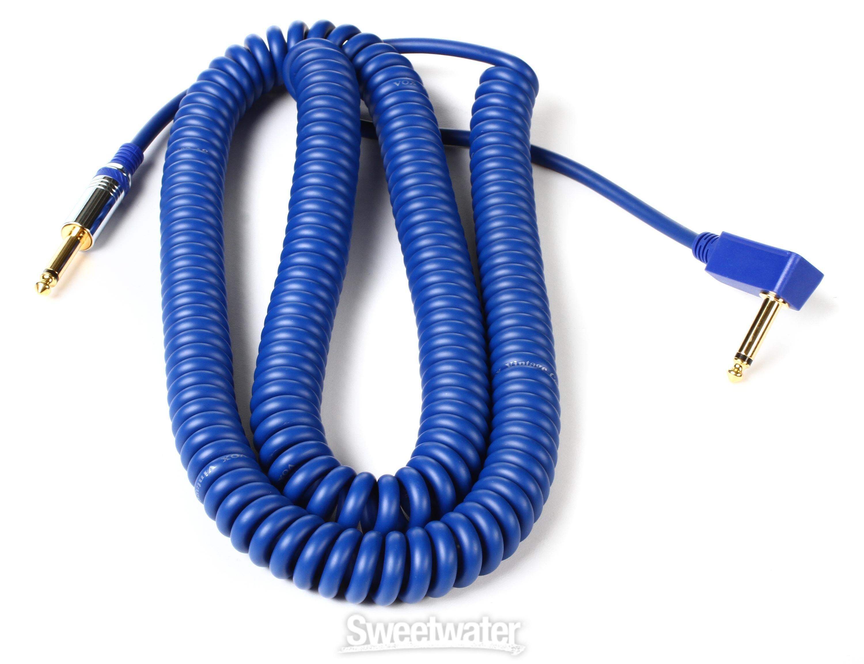 Vox VCC090BL VCC Vintage Straight to Right Angle Coiled Cable - 29.5 foot  Blue