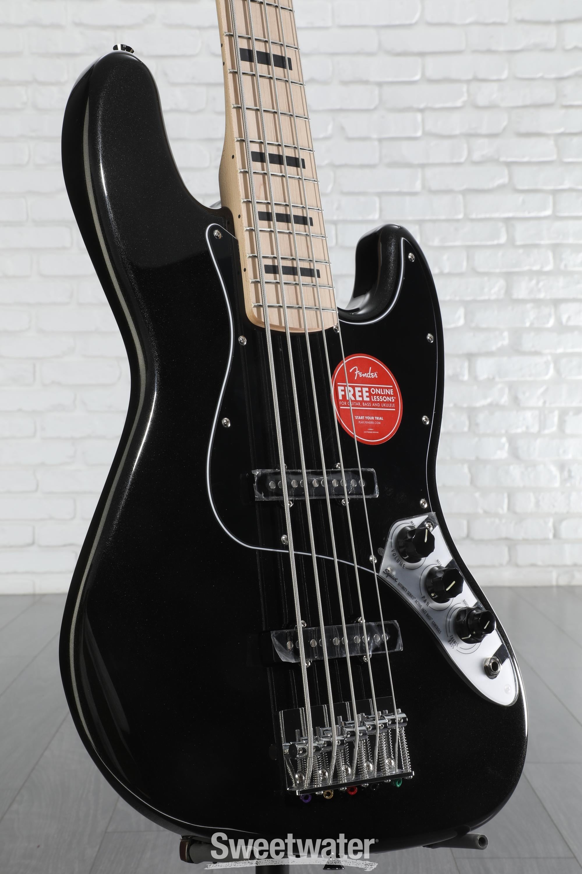 Squier Affinity Series Active Jazz Bass V - Black | Sweetwater