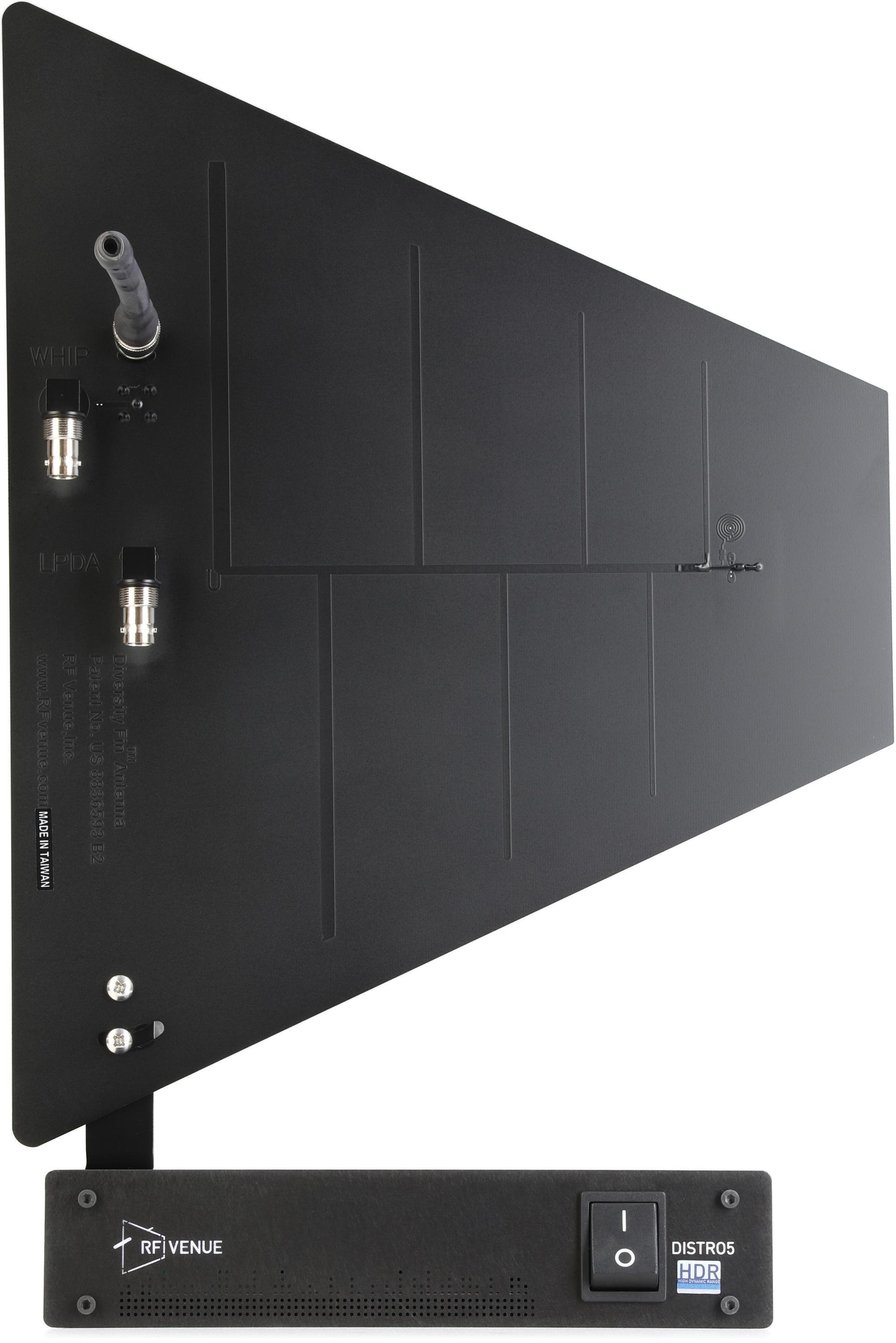 Photo of RF Venue DISTRO5 HDR Antenna and Power Distribution System with Diversity Fin Antenna - Black