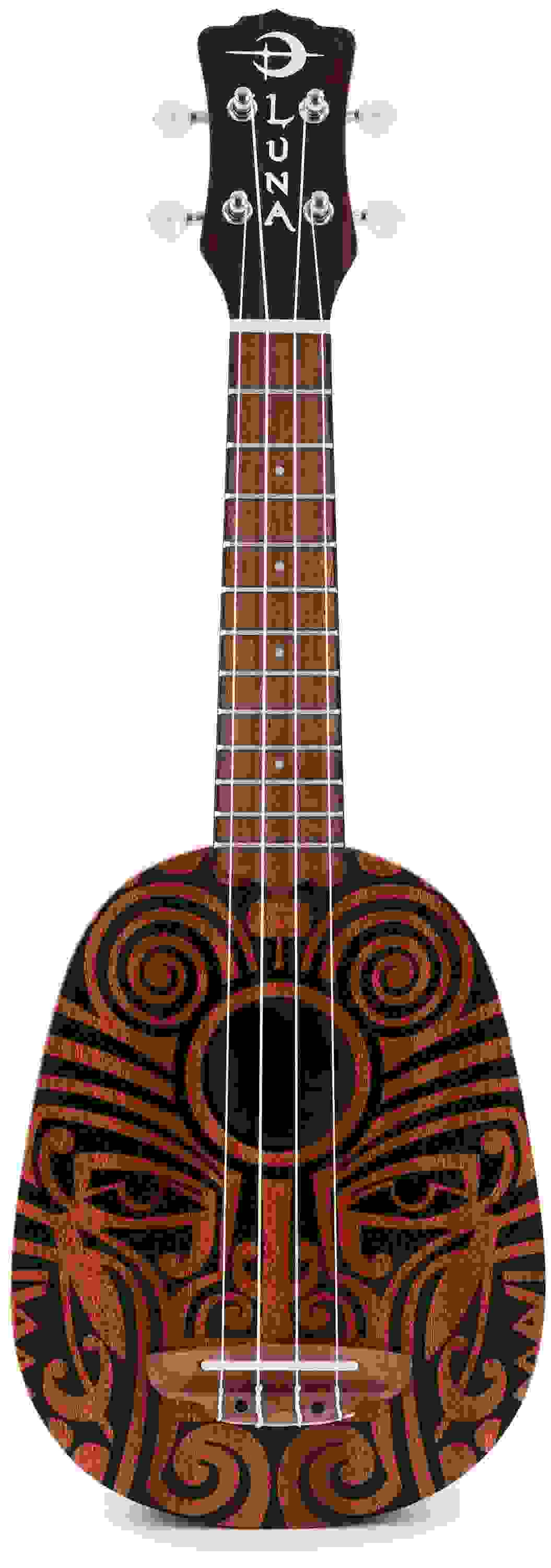 Luna Tribal Mahogany Pineapple Soprano Ukulele - Satin Natural