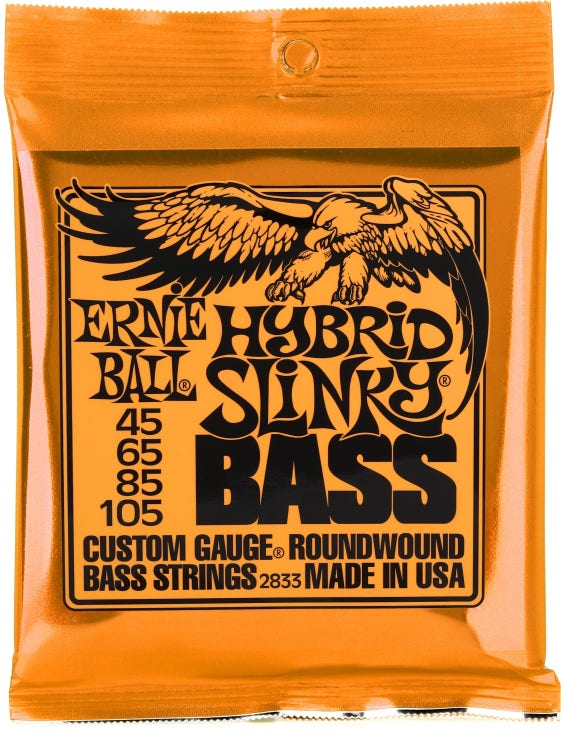 Ernie Ball 2833 Hybrid Slinky Nickel Wound Electric Bass Guitar Strings - .045-.105