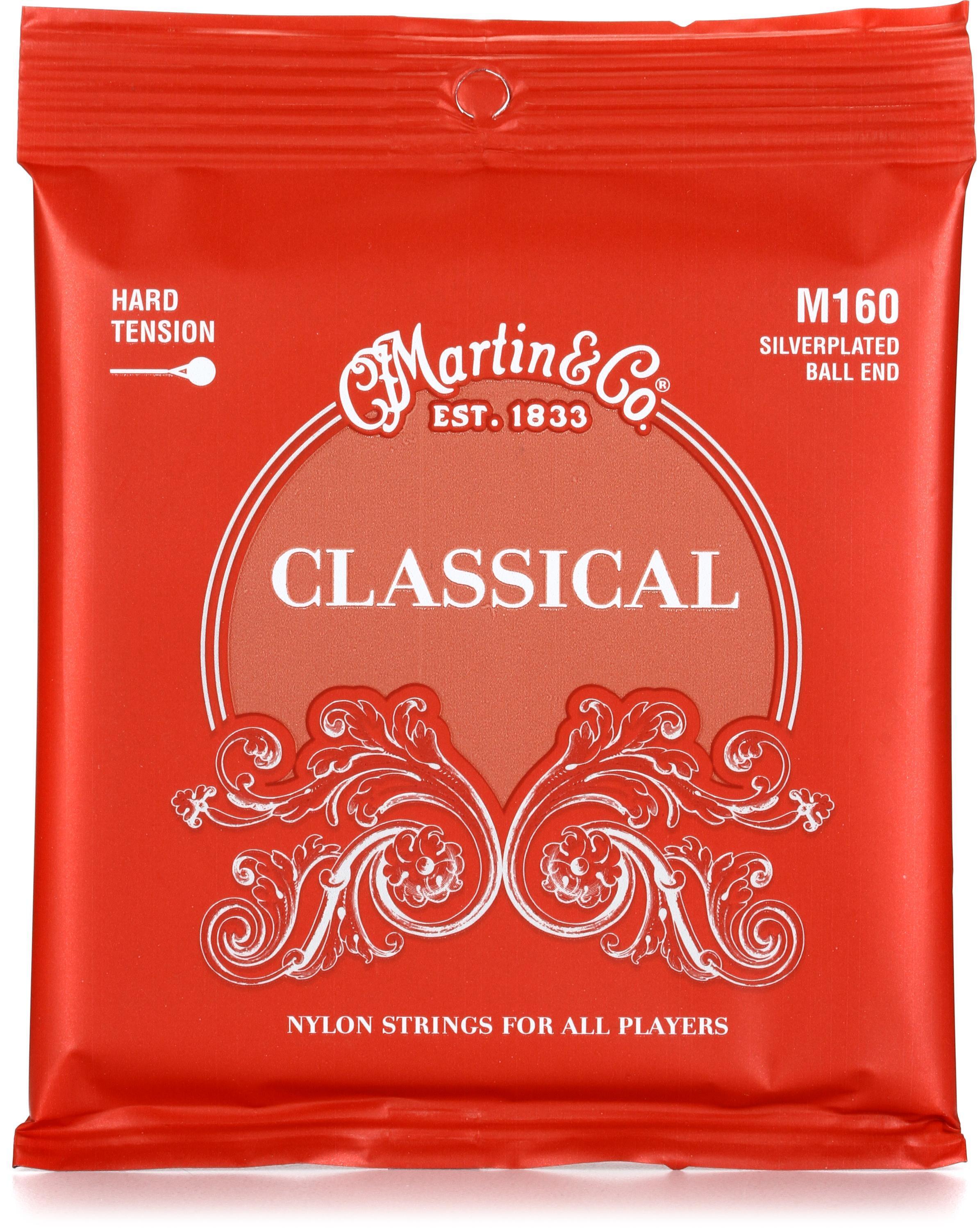 Martin M160 Classical Silver-Plated Ball End Nylon Strings - Hard Tension |