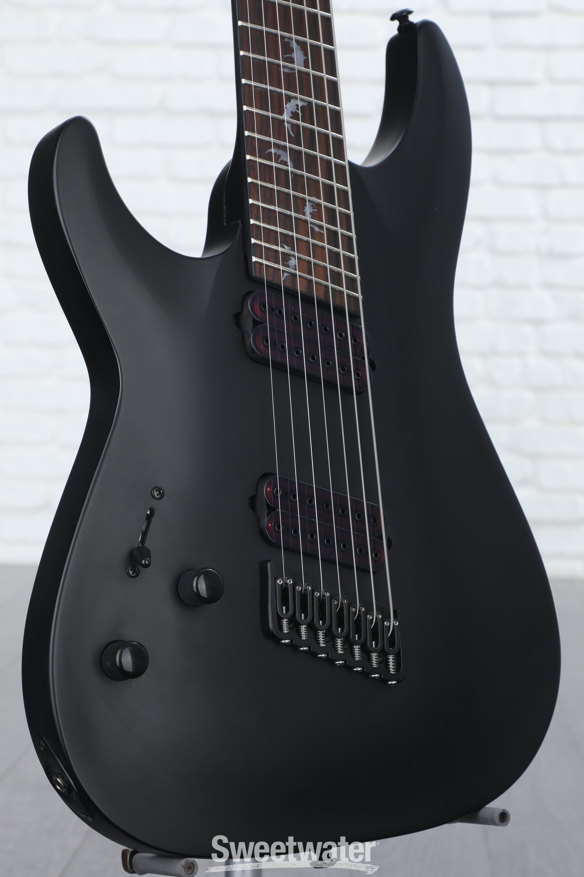 Schecter Damien-7 Multiscale Left-handed 7-string Electric Guitar - Satin  Black