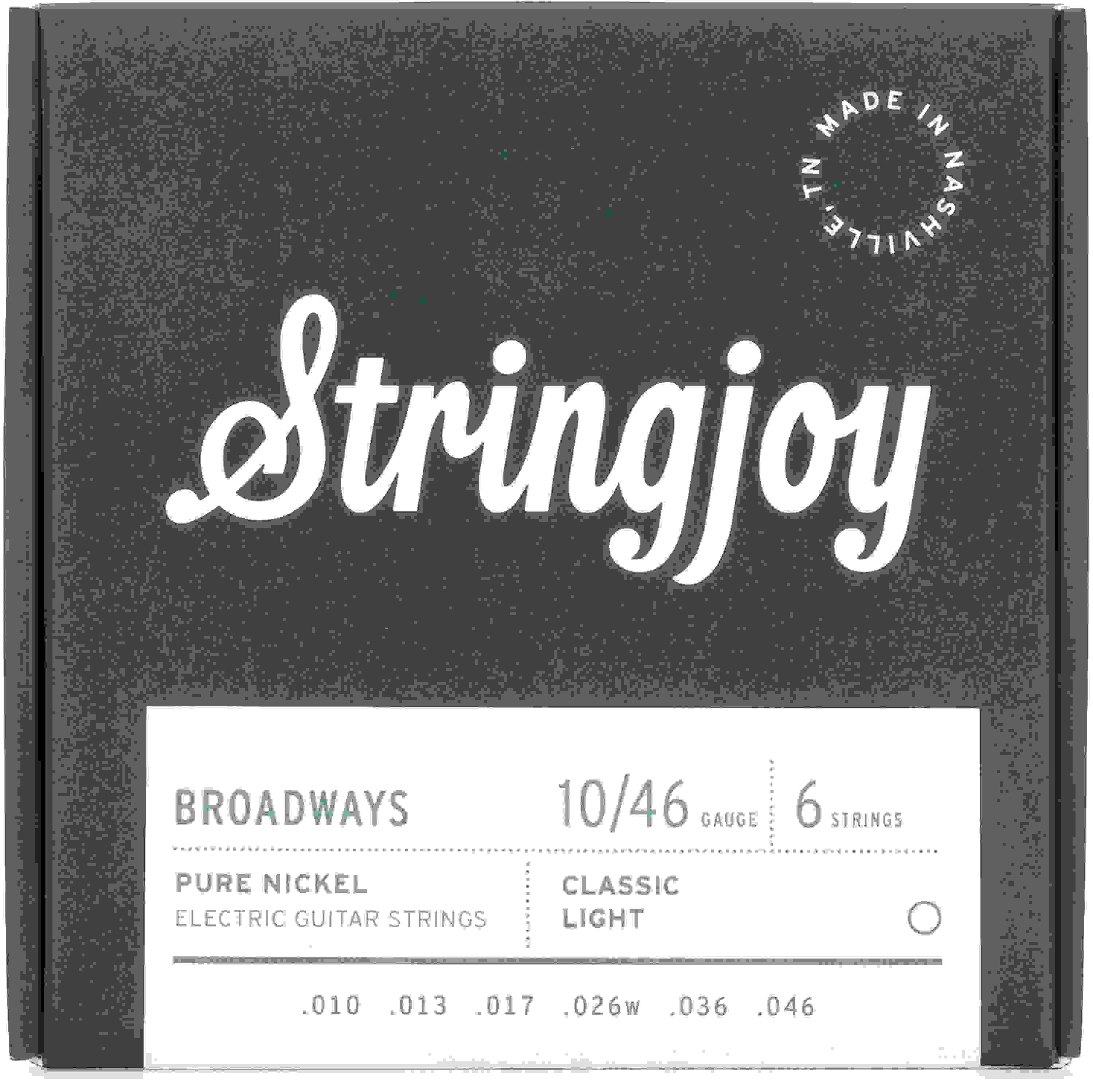 Stringjoy Broadways Classic Pure Nickel Electric Guitar Strings - .010 - .046 Light