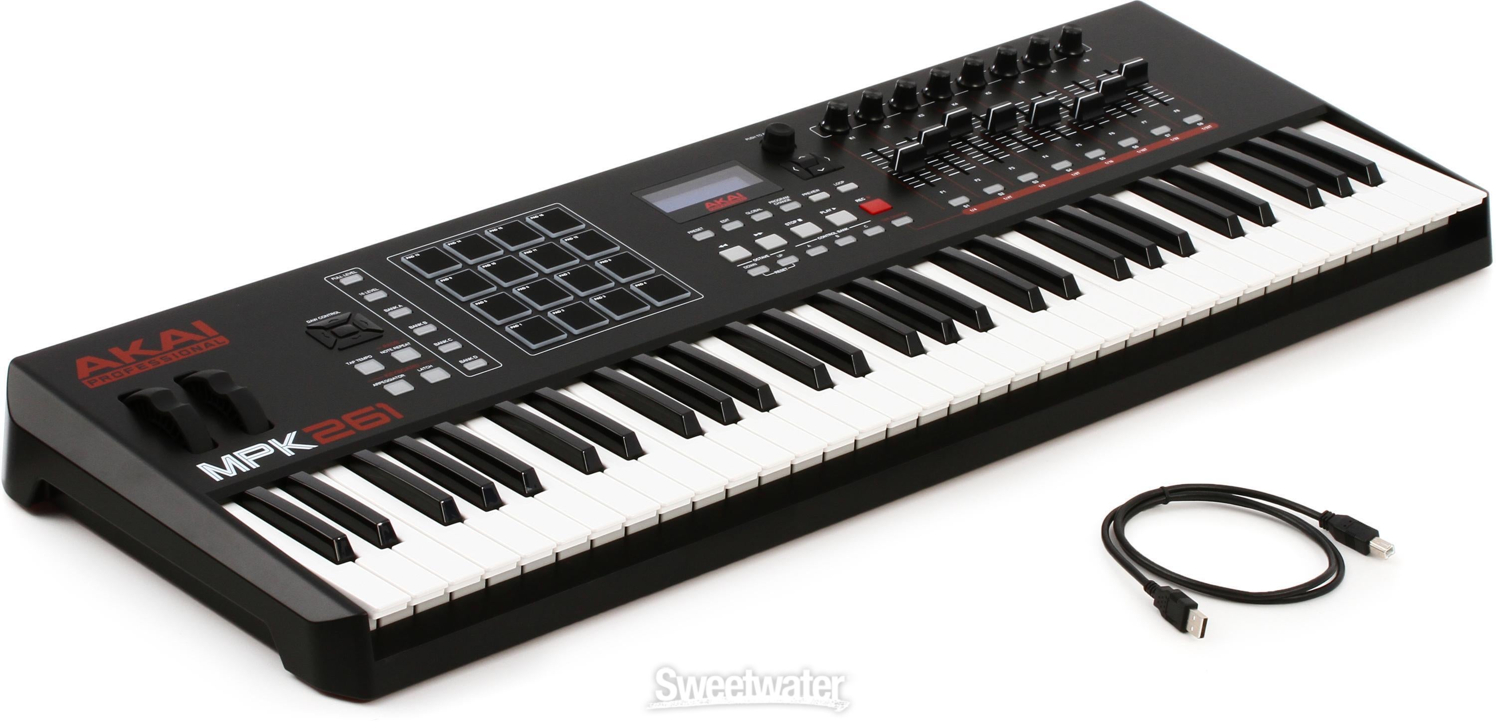 【最安値在庫】[良品] AKAI MPK261 アフタータッチ対応61鍵キーボード/コントローラー/音制作に最適！ [QI175] MIDIキーボード、コントローラー