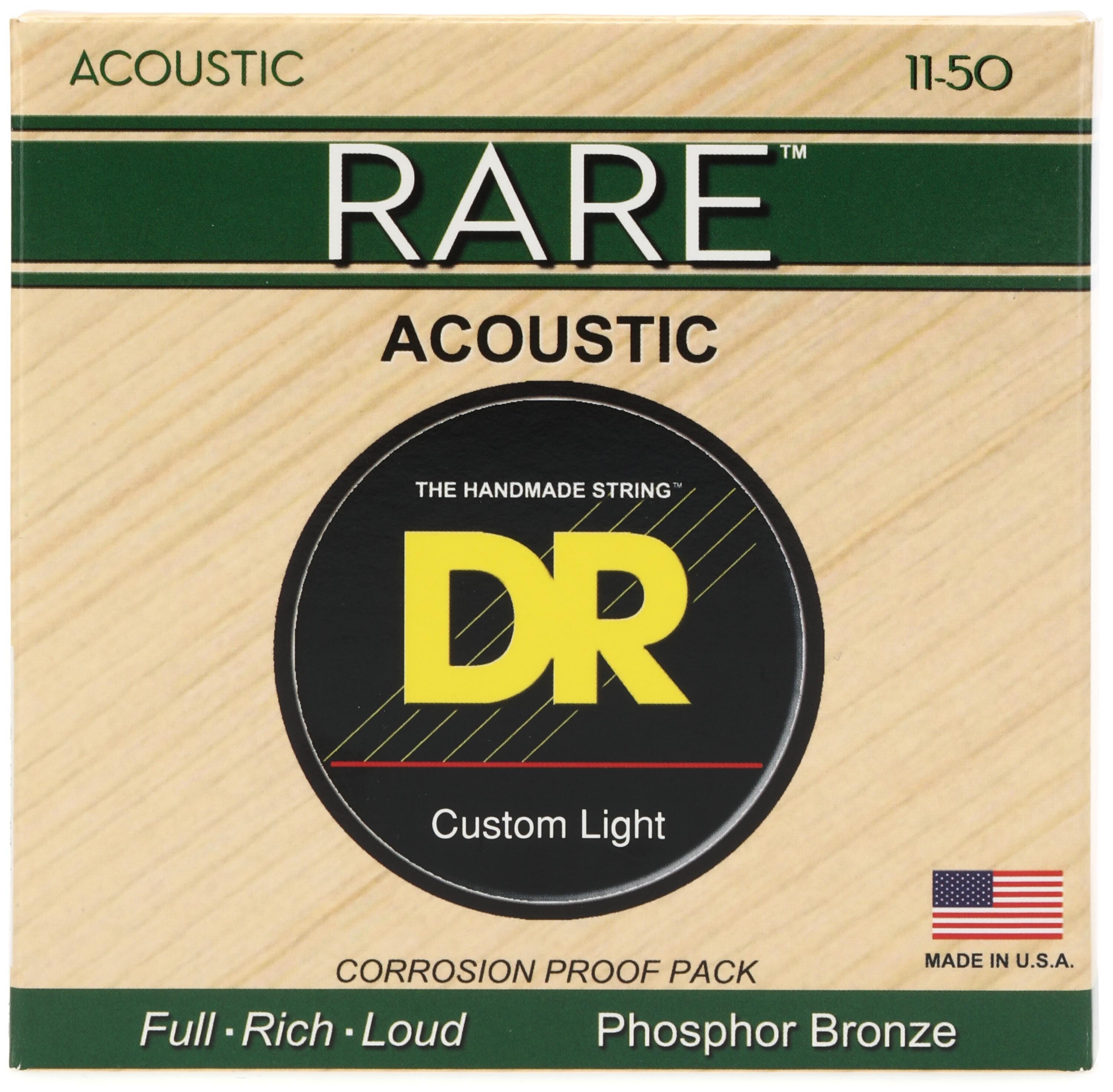 Photo of DR Strings RPML-11 Rare Phosphor Bronze Acoustic Guitar Strings - .011-.050 Custom Light