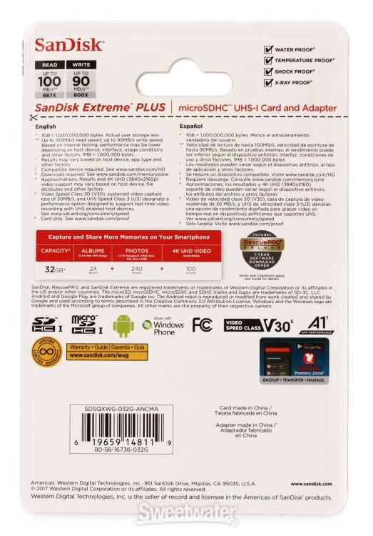 Carte SD Sandisk Extreme 32 Go (Double pack)