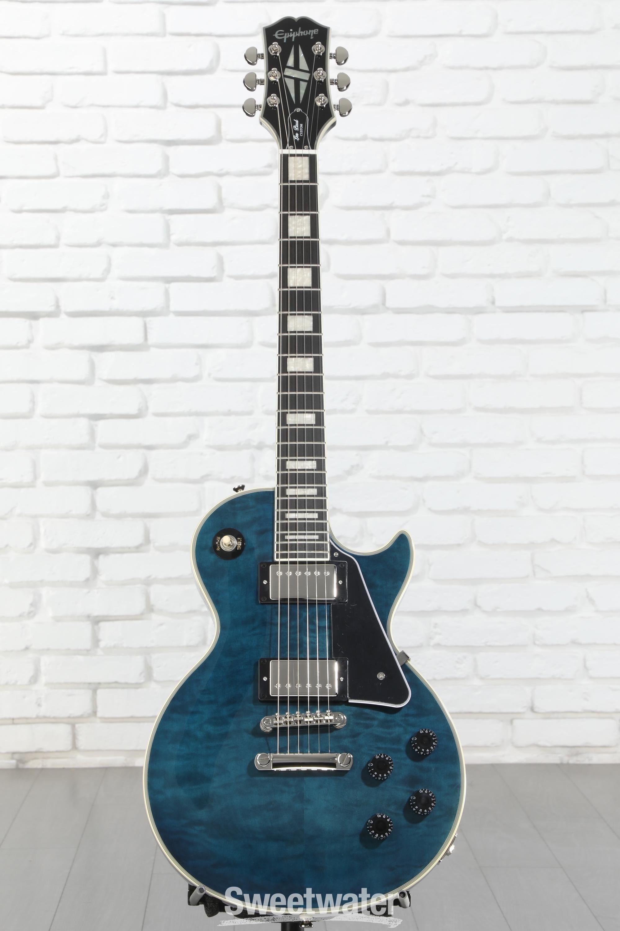 Epiphone Les Paul Custom Electric Guitar - Viper Blue, Sweetwater