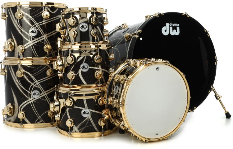DW Collector's Series Maple 7-piece Shell Pack - Smoke Glass Contrails