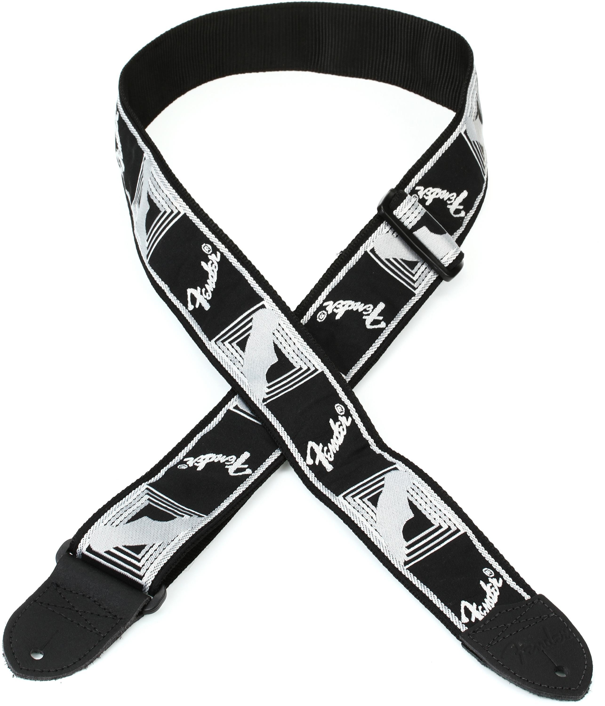 Fender 2" Monogrammed Guitar Strap Black, Light Grey, and Dark Grey