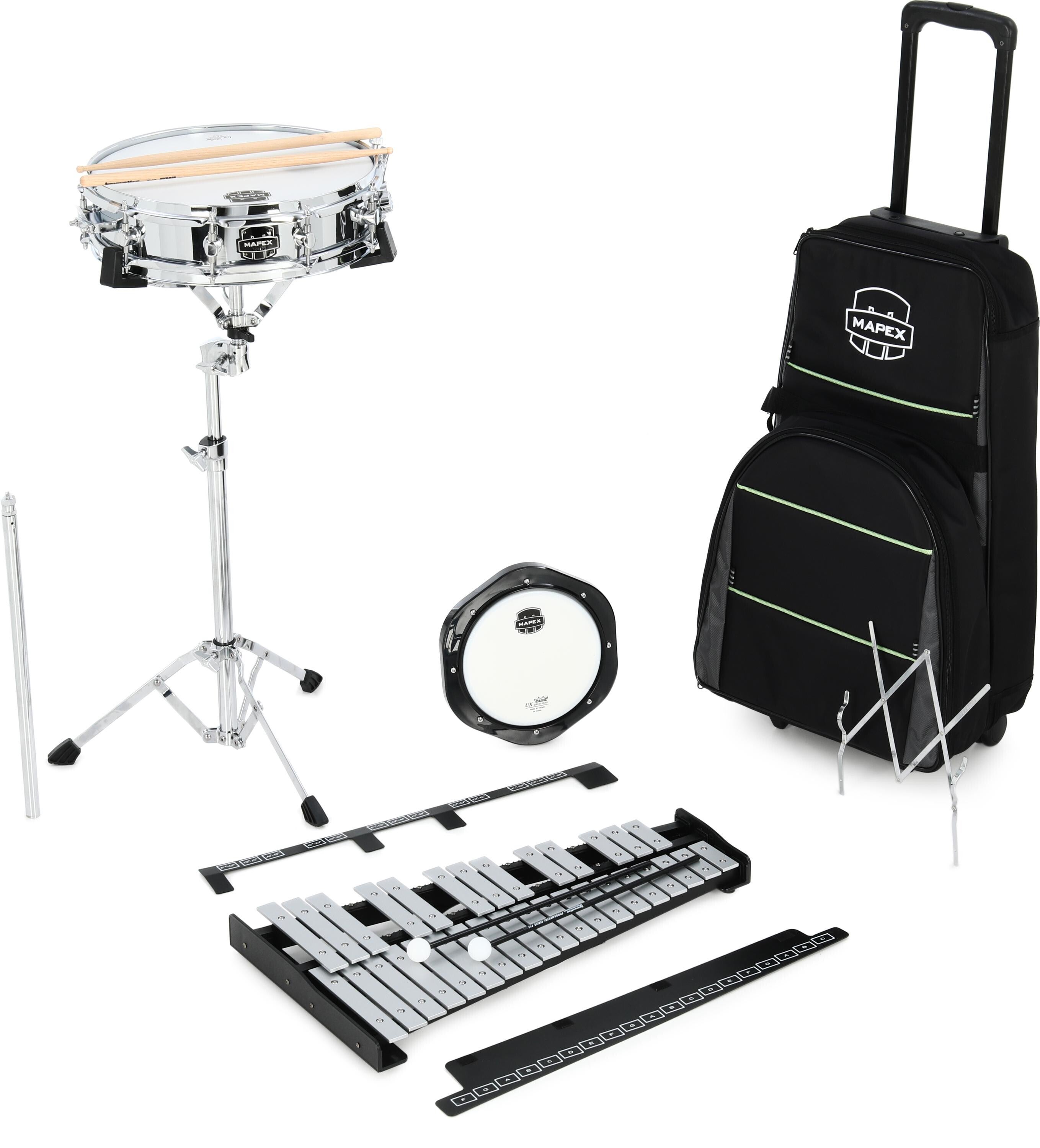 Mapex Snare Drum Bell Percussion Kit with Rolling Bag Sweetwater