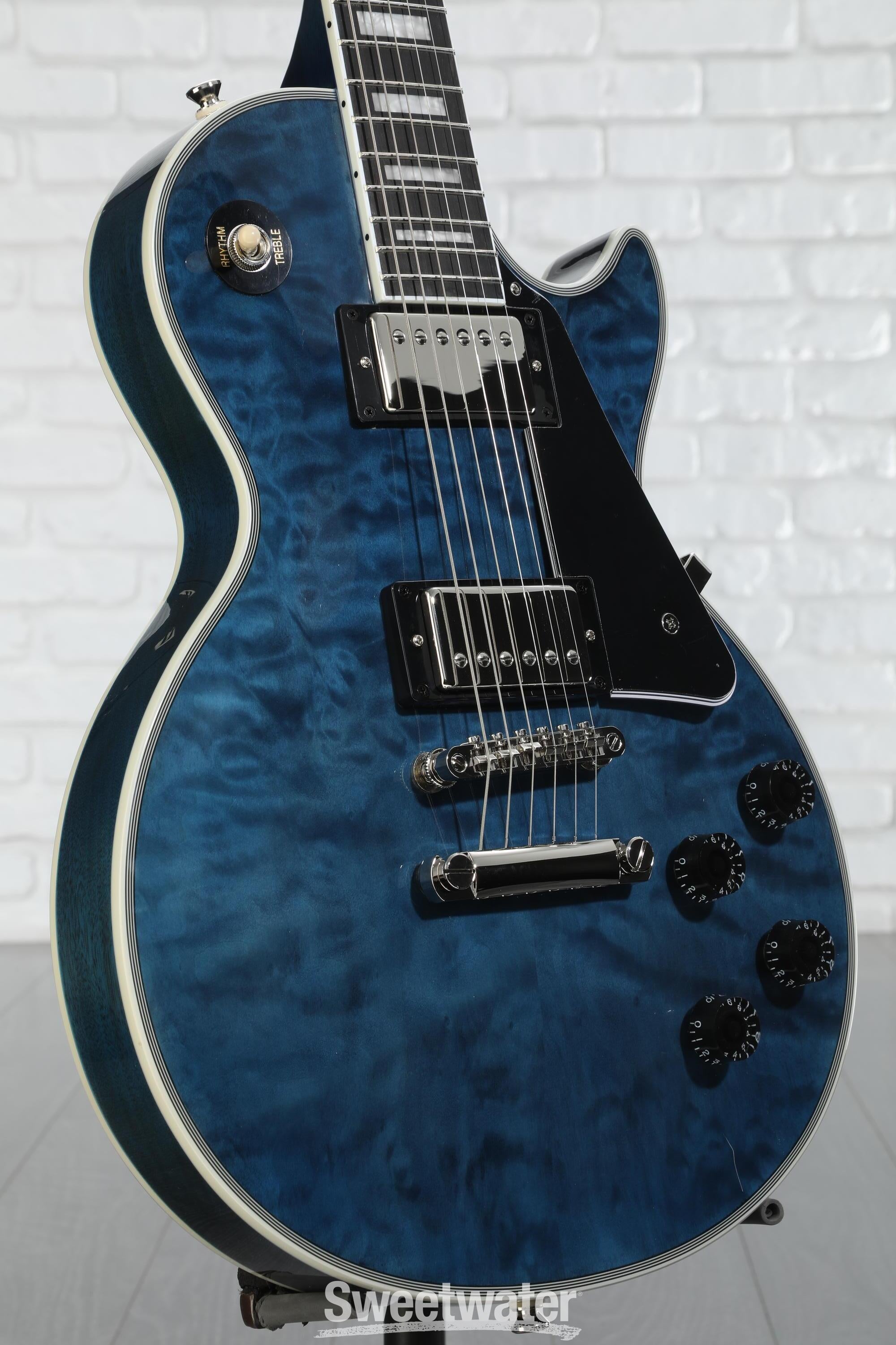 Epiphone Les Paul Custom Electric Guitar - Viper Blue, Sweetwater Exclusive