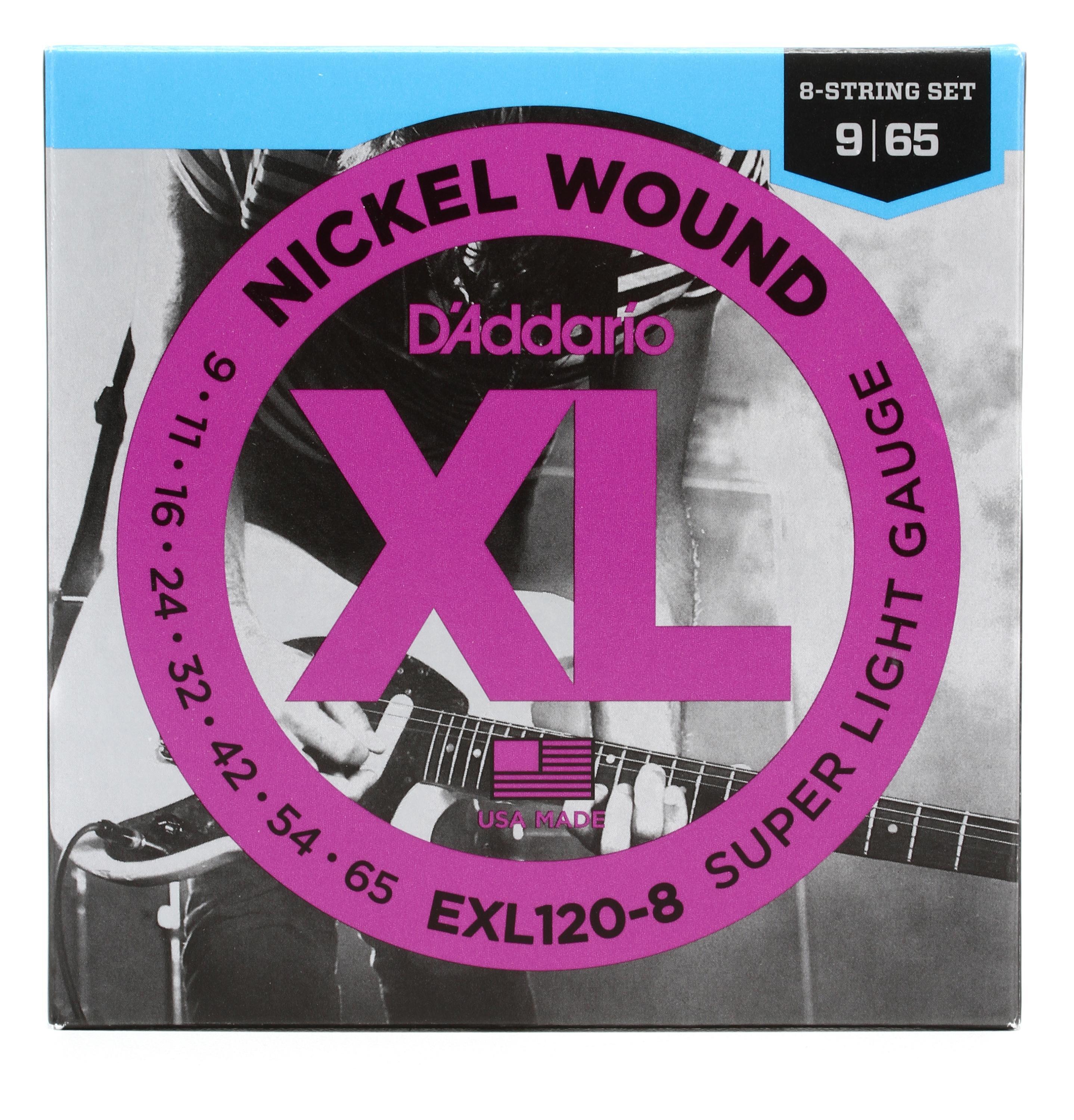D'Addario EXL120-8 XL Nickel Wound Electric Guitar Strings - .009