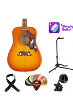 Photo of Simply and Epiphone Dove Studio Acoustic-electric Guitar Essentials Bundle with 3 Month Simply Guitar Subscription- Violin Burst