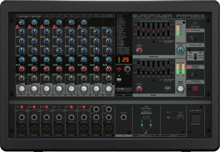 Behringer Europower PMP580S 10-channel 500W Powered Mixer Behringer Europower PMP580S 10-channel 500W Powered Mixer