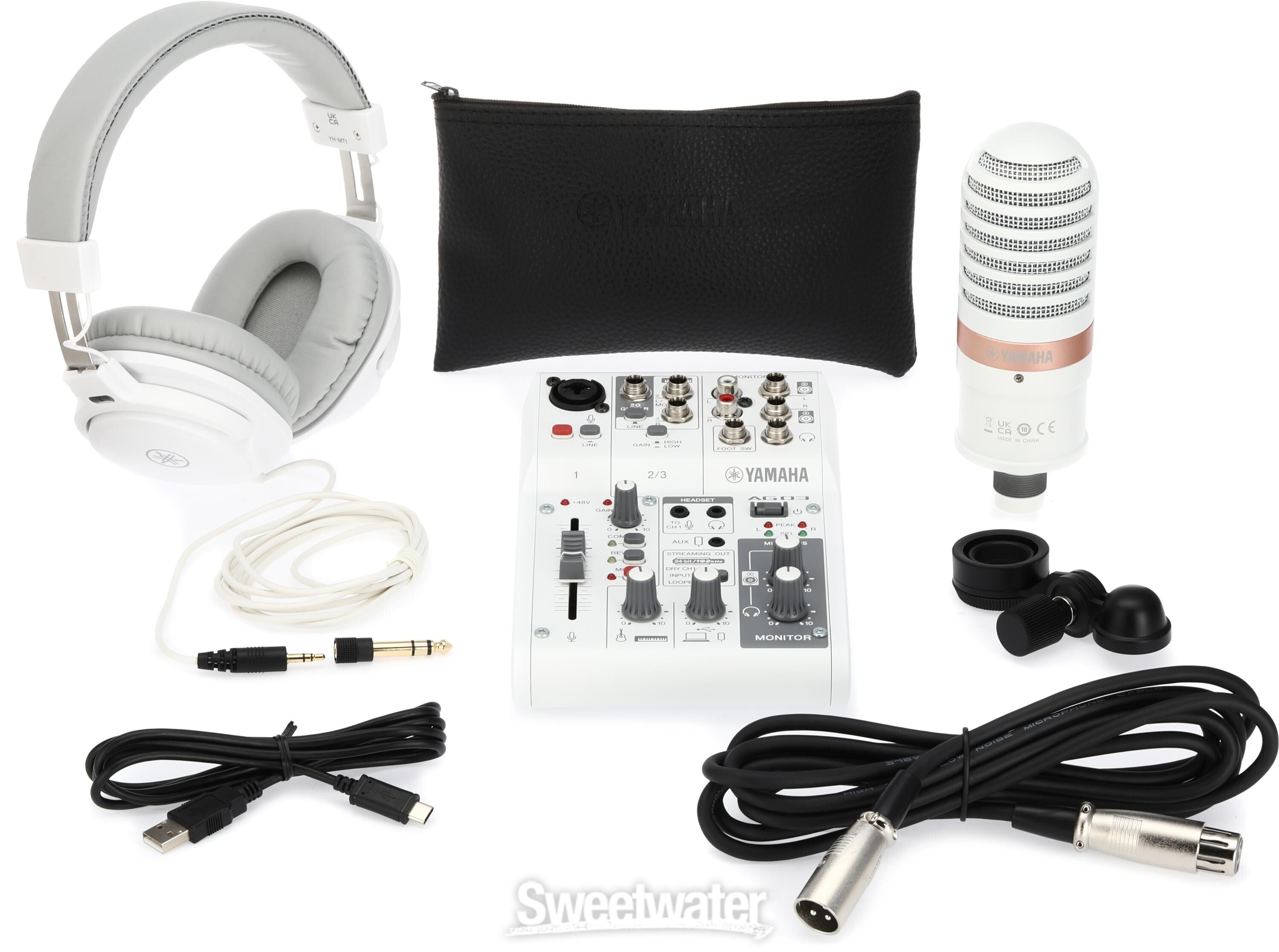 Yamaha AG03Mk2 LSPK USB Loopback Livestreaming Kit - White 