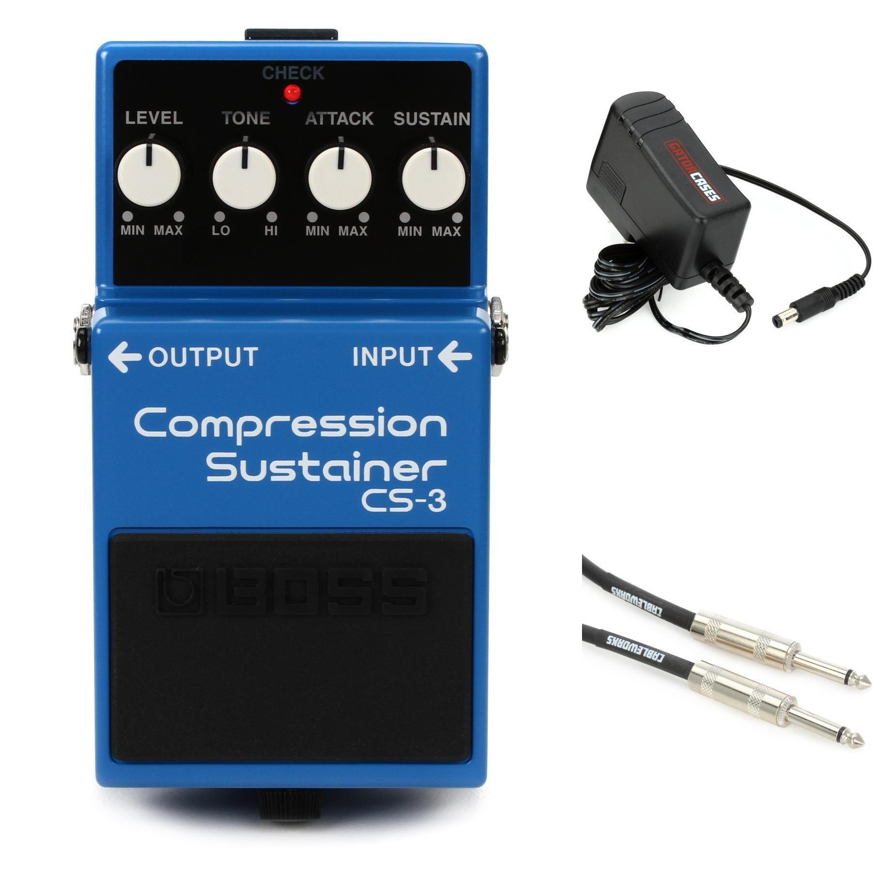 Boss CS-3 Compression Sustainer Pedal with Power Supply and Cable