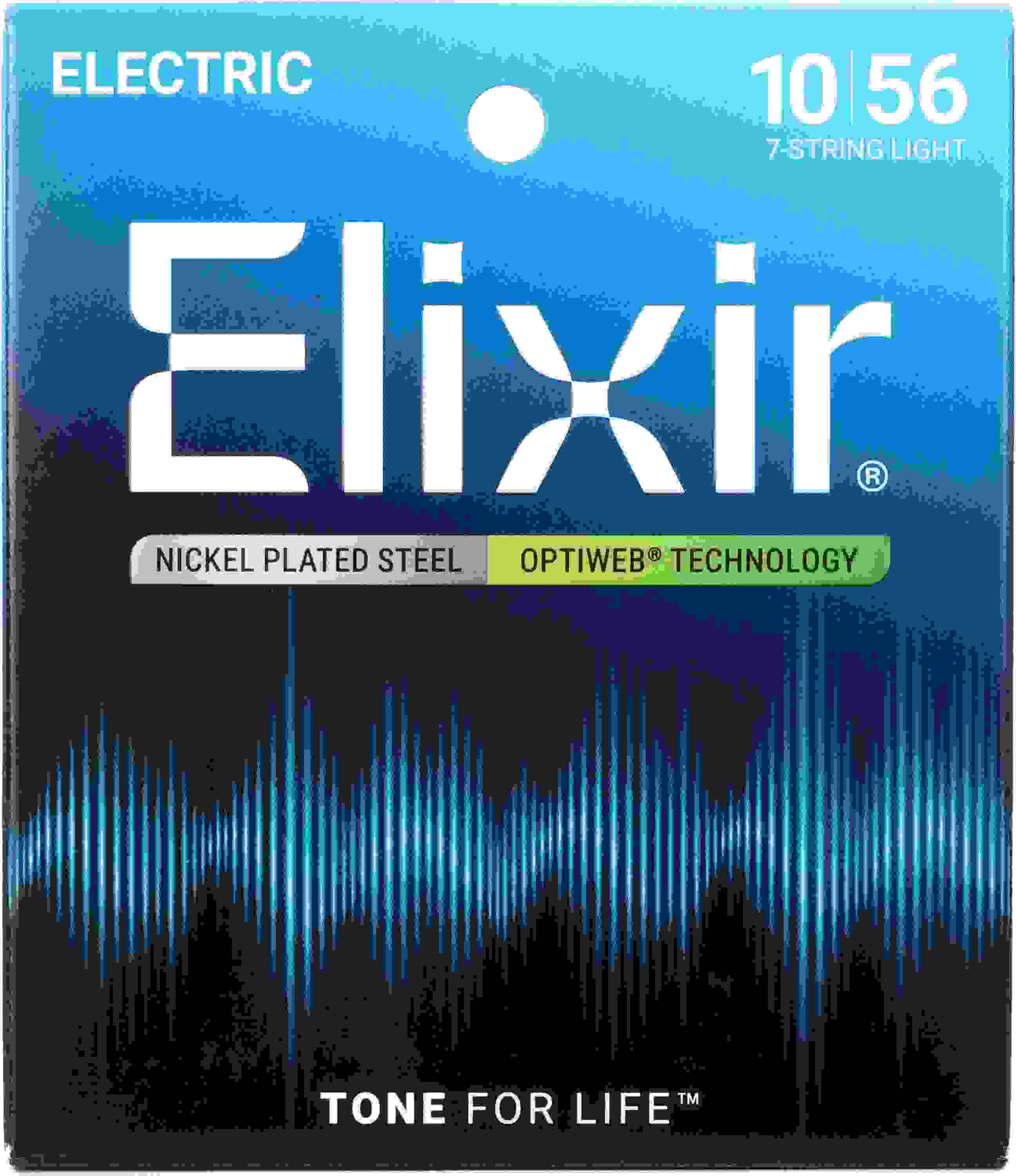 Elixir Strings 19057 Optiweb Electric Guitar Strings - .010-.056 Light 7-string