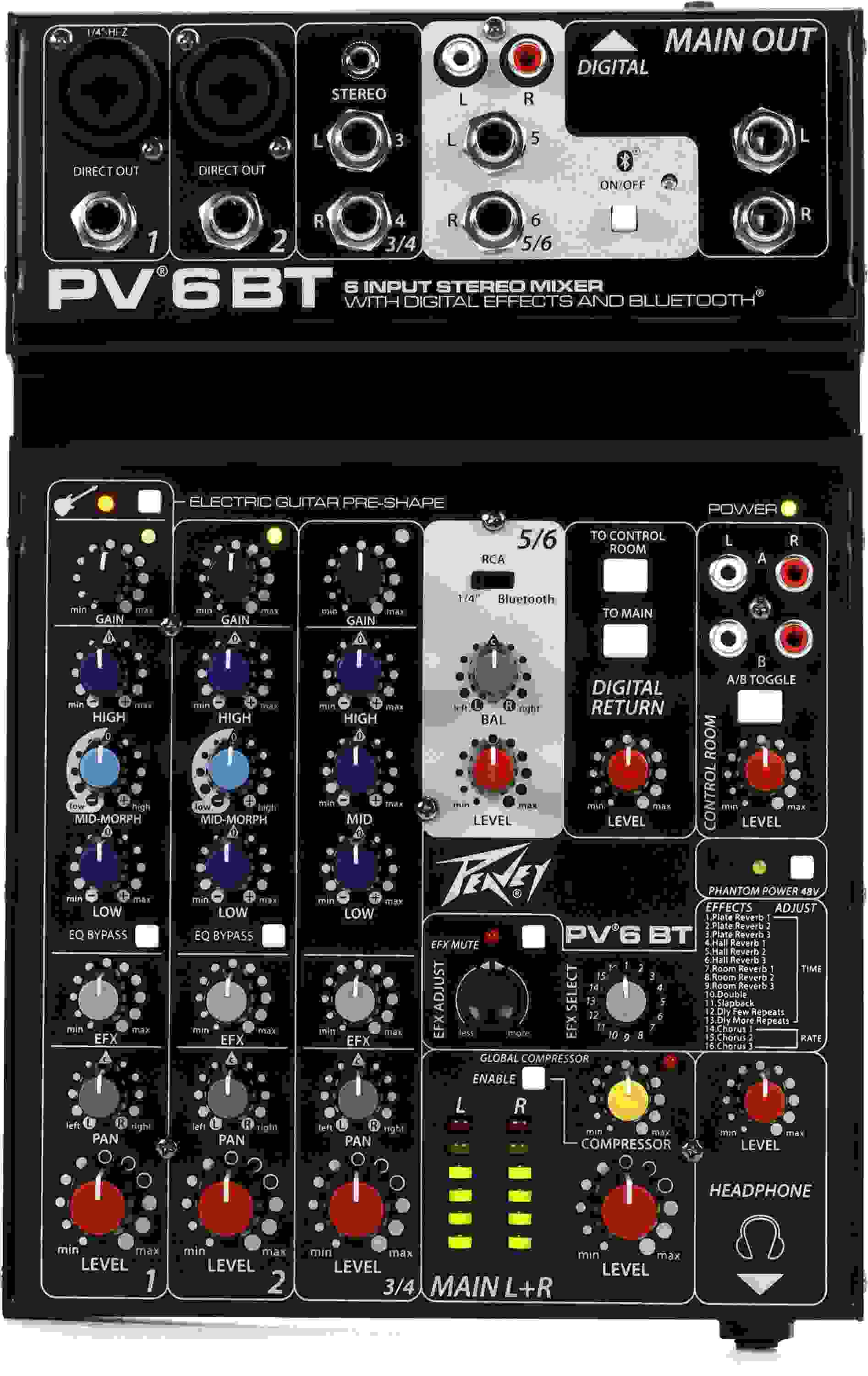 Peavey PV 6 BT Mixer with Bluetooth and Effects