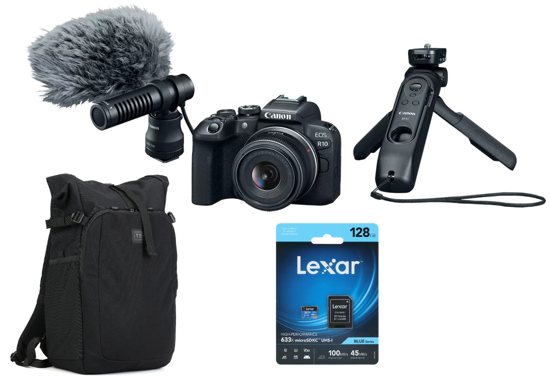 Canon EOS R10 Content Creator Kit with Camera Backpack and