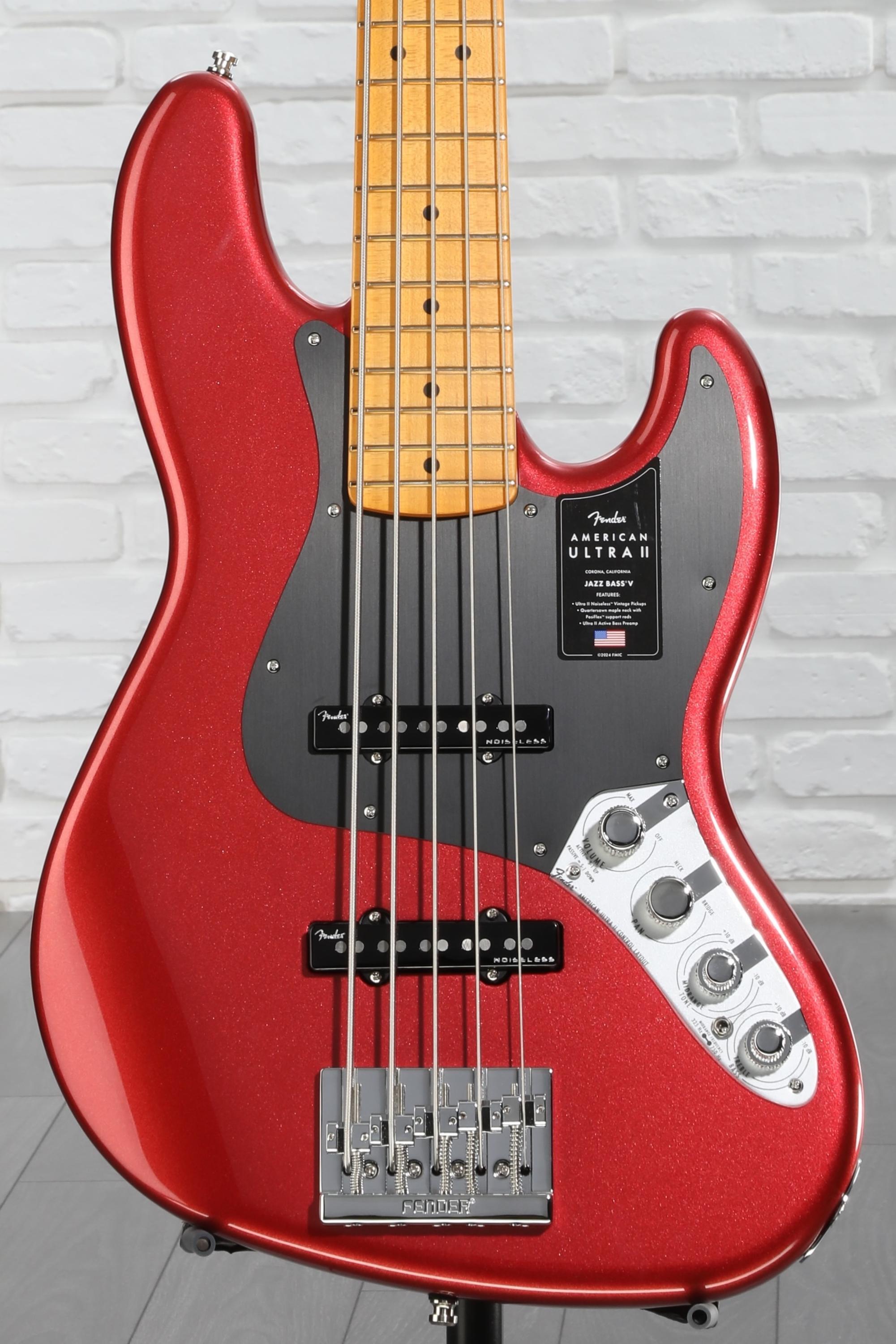 ベース Fender USA American Ultra II Jazz Bass Fender American Ultra II Jazz Bass V - Sinister Red, Maple