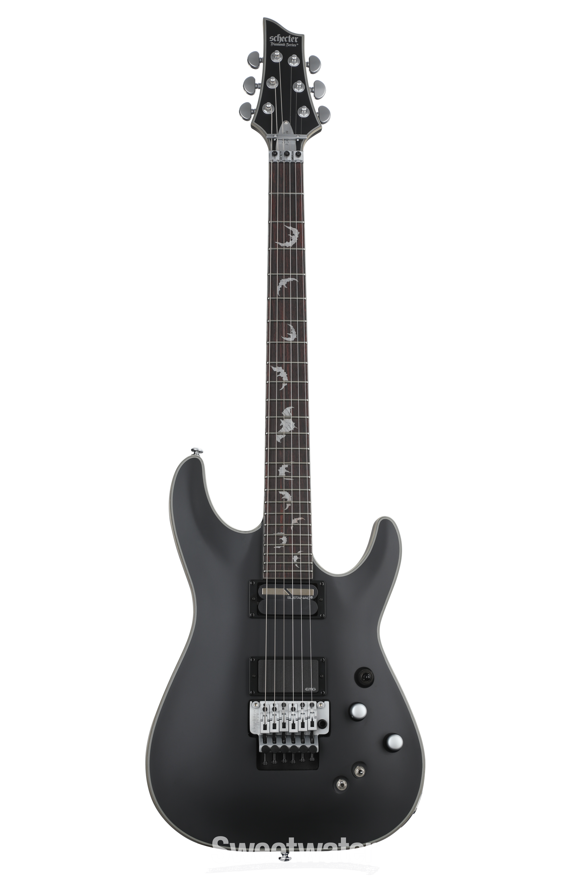 Schecter Damien Platinum 6 FR - Satin Black, Lefty | Sweetwater