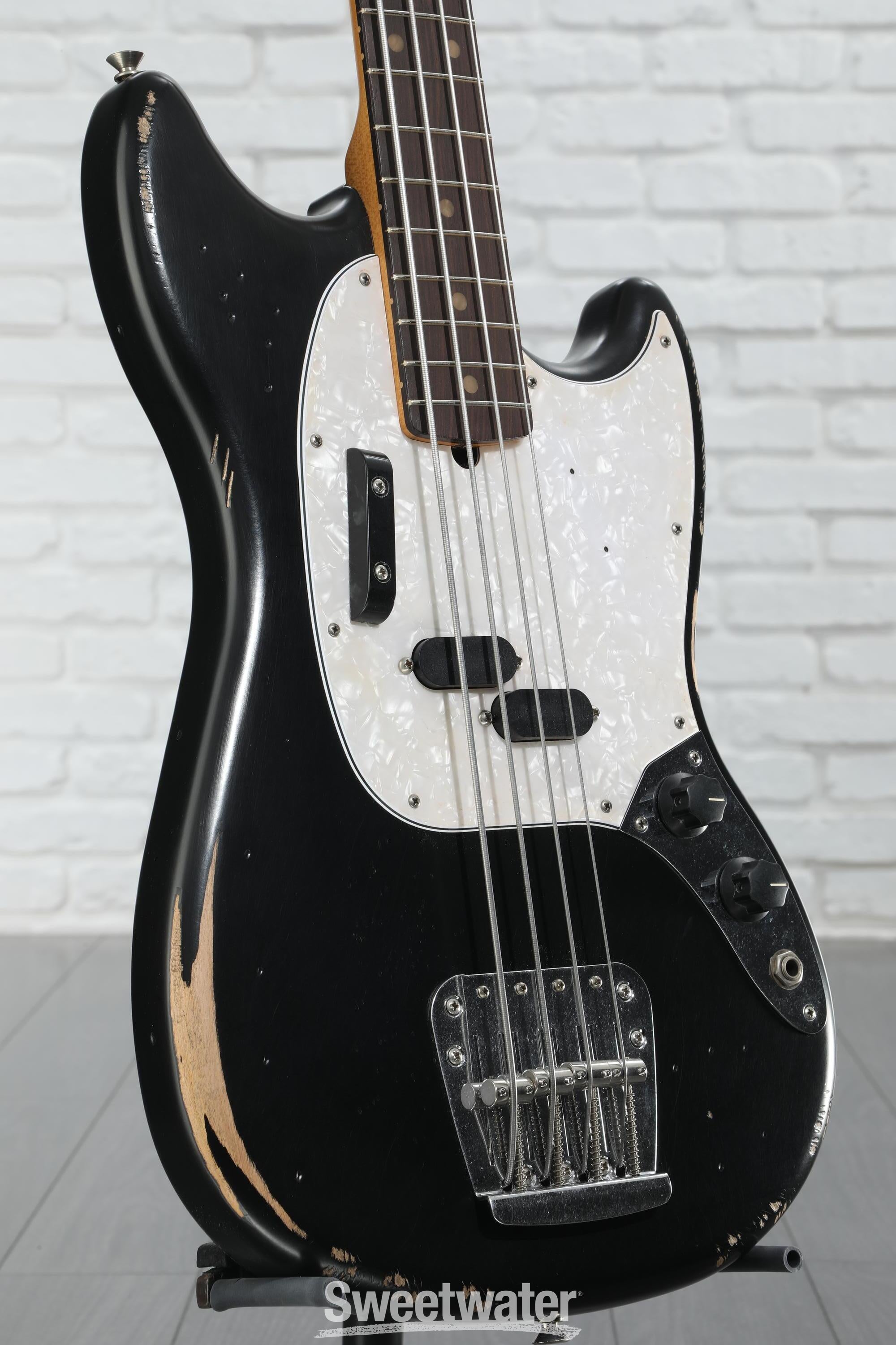 Fender JMJ Road Worn Mustang Bass - Black | Sweetwater