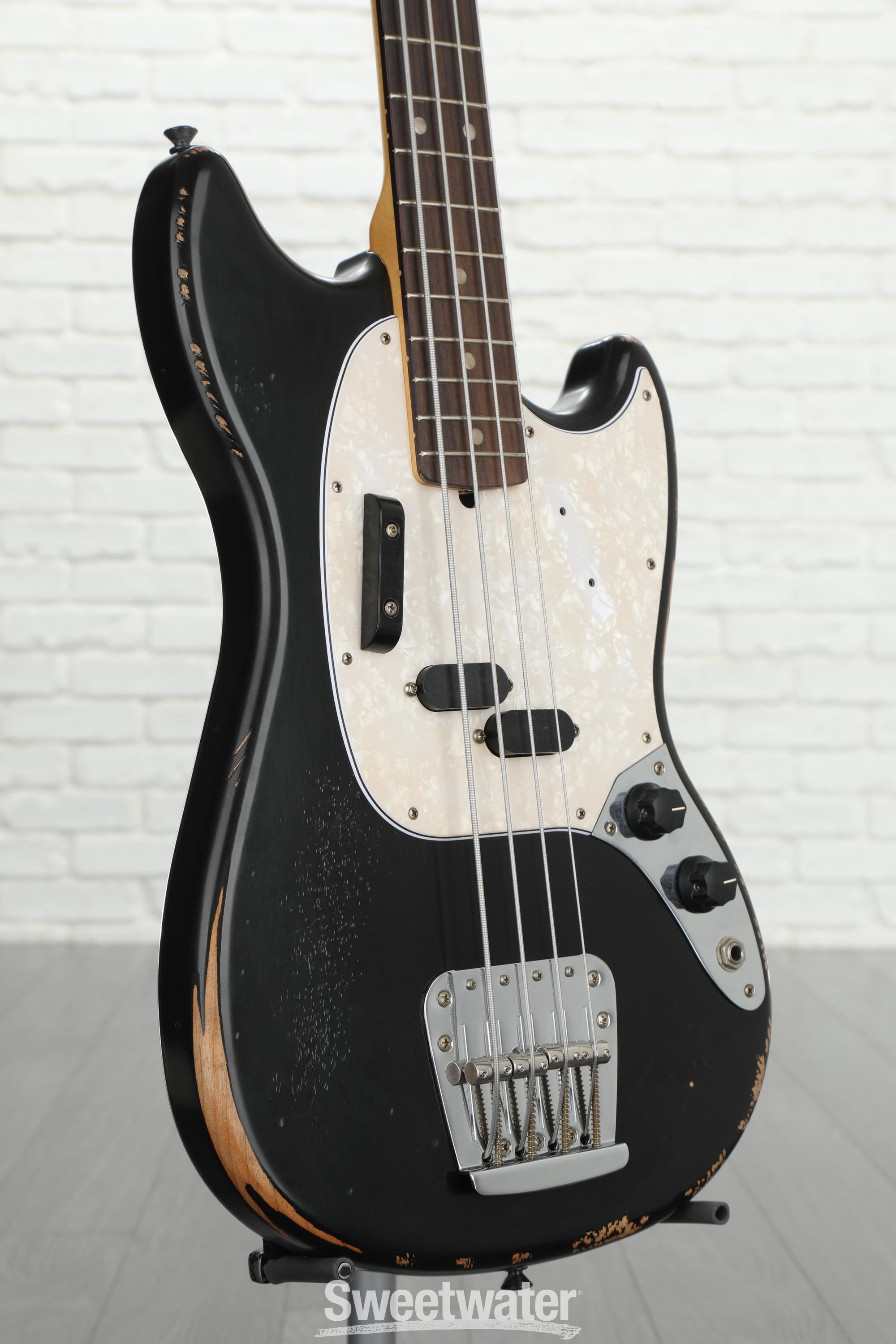 Fender JMJ Road Worn Mustang Bass - Black | Sweetwater