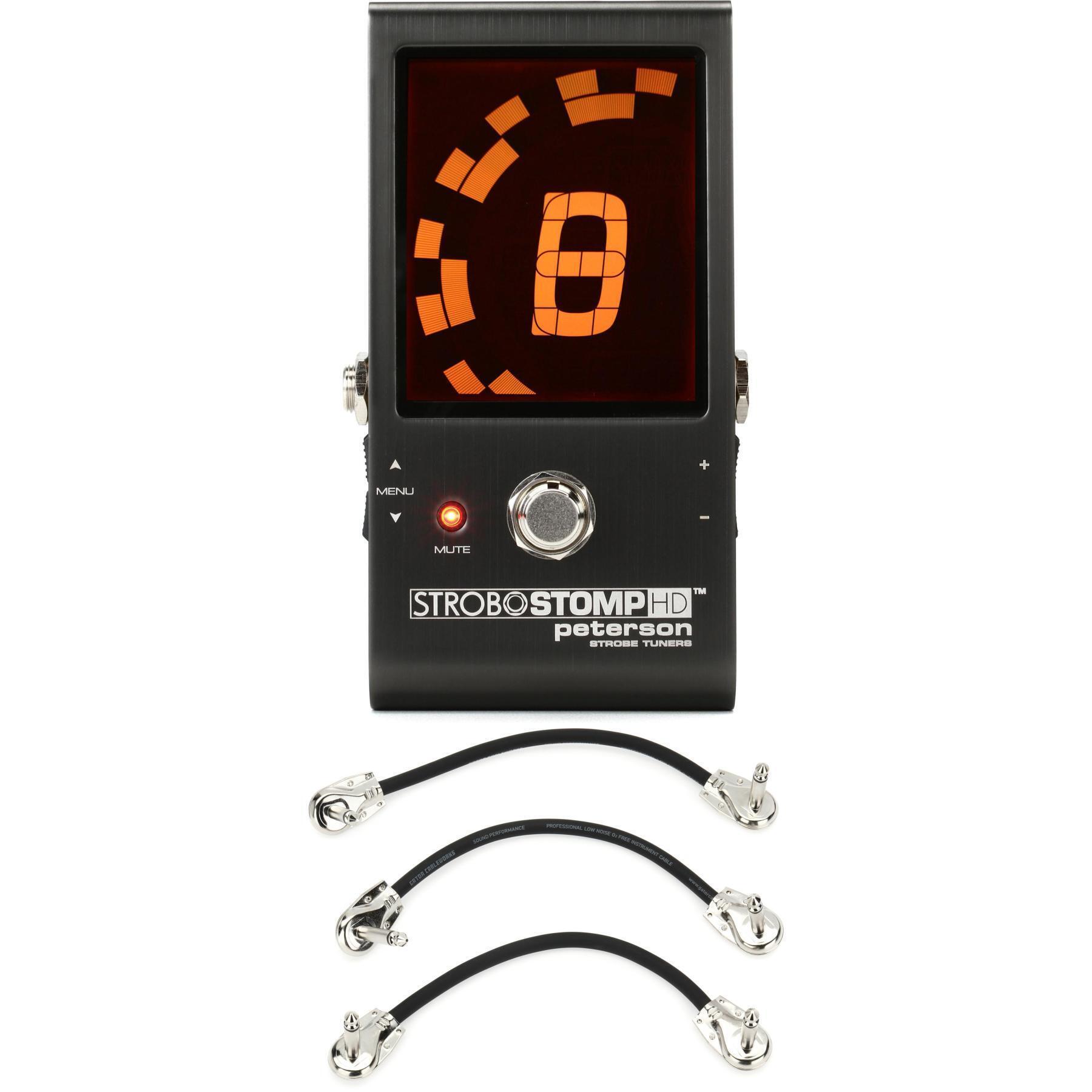 Peterson StroboStomp HD Pedal Tuner with 3 Patch Cables