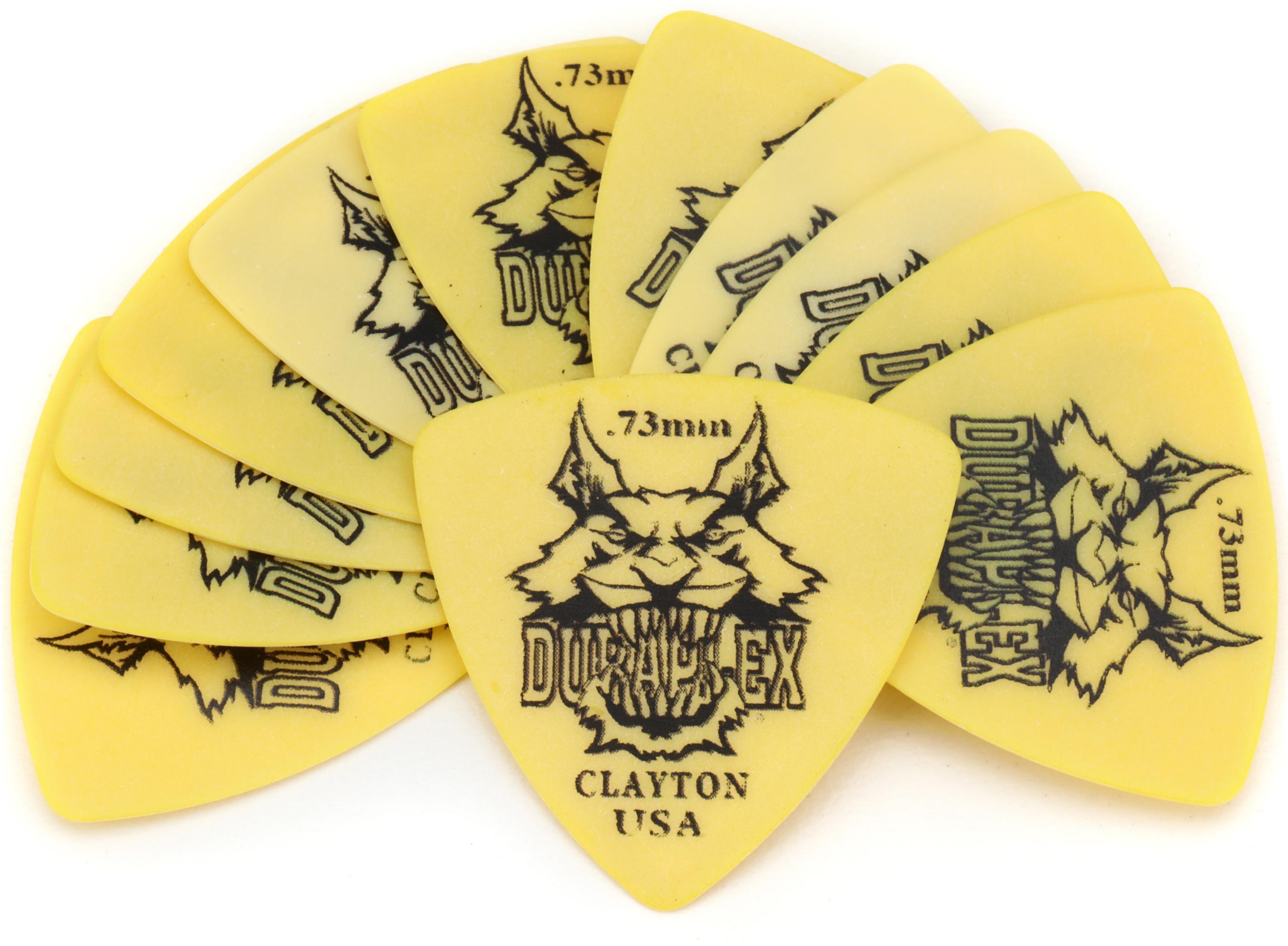 Photo of Clayton Duraplex Rounded Triangle Guitar Picks - .73mm, Yellow, 12-pack