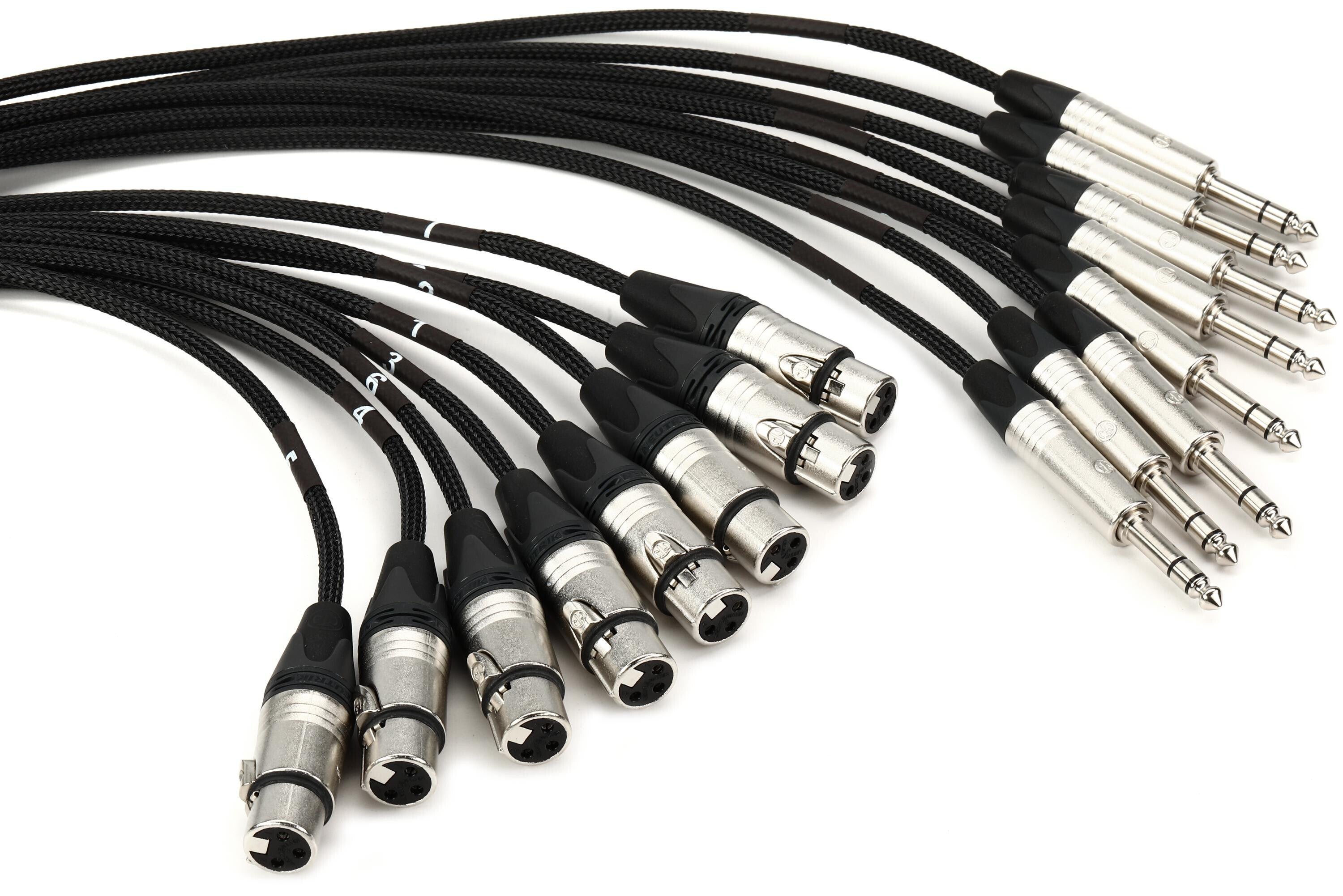 Photo of JUMPERZ J8CHTRS-XF-10 8-channel 1/4 inch TRS Male to XLR Female Snake - 10-foot