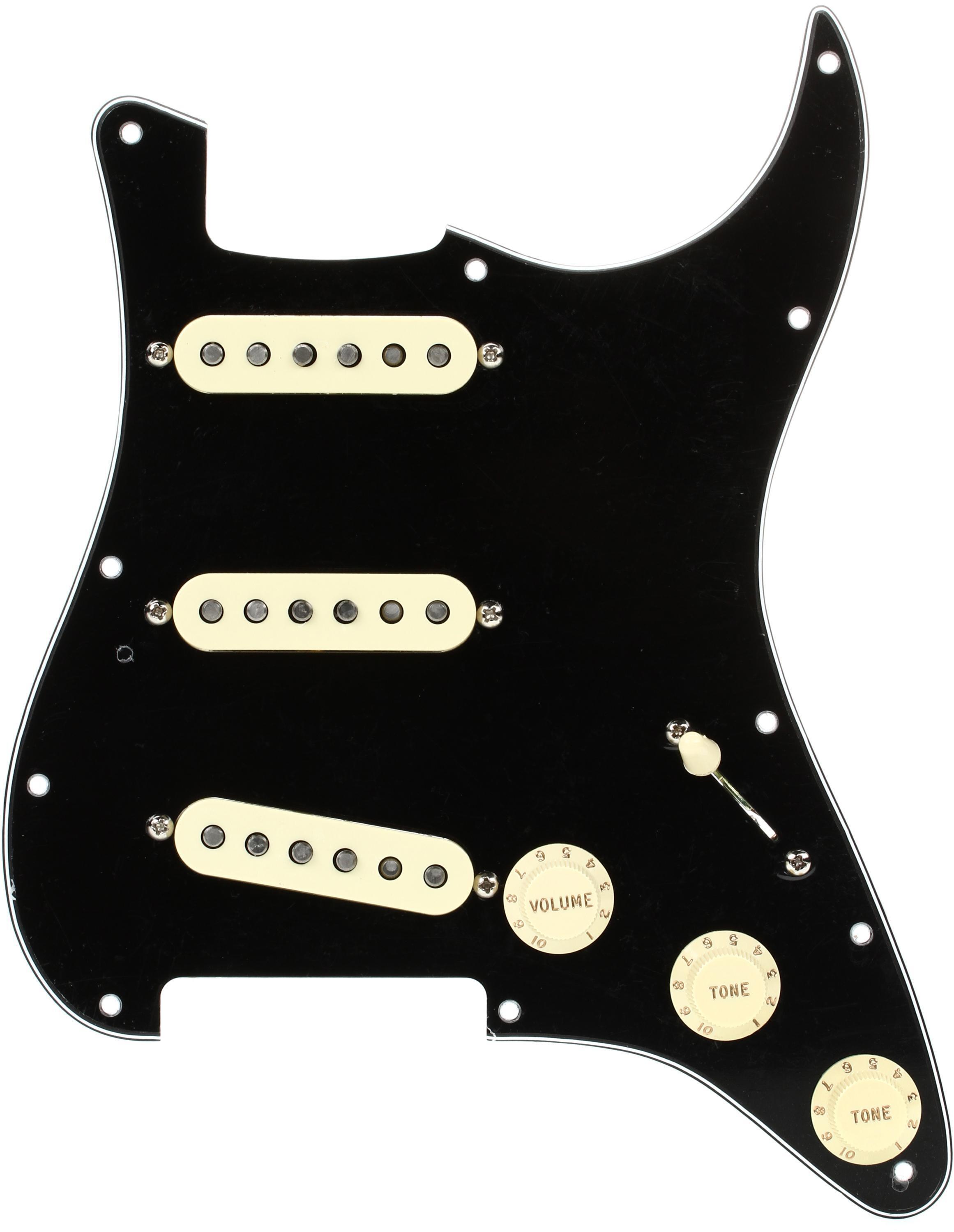 Custom Fat '50s SSS Pre-wired Stratocaster Pickguard - Black 3-ply