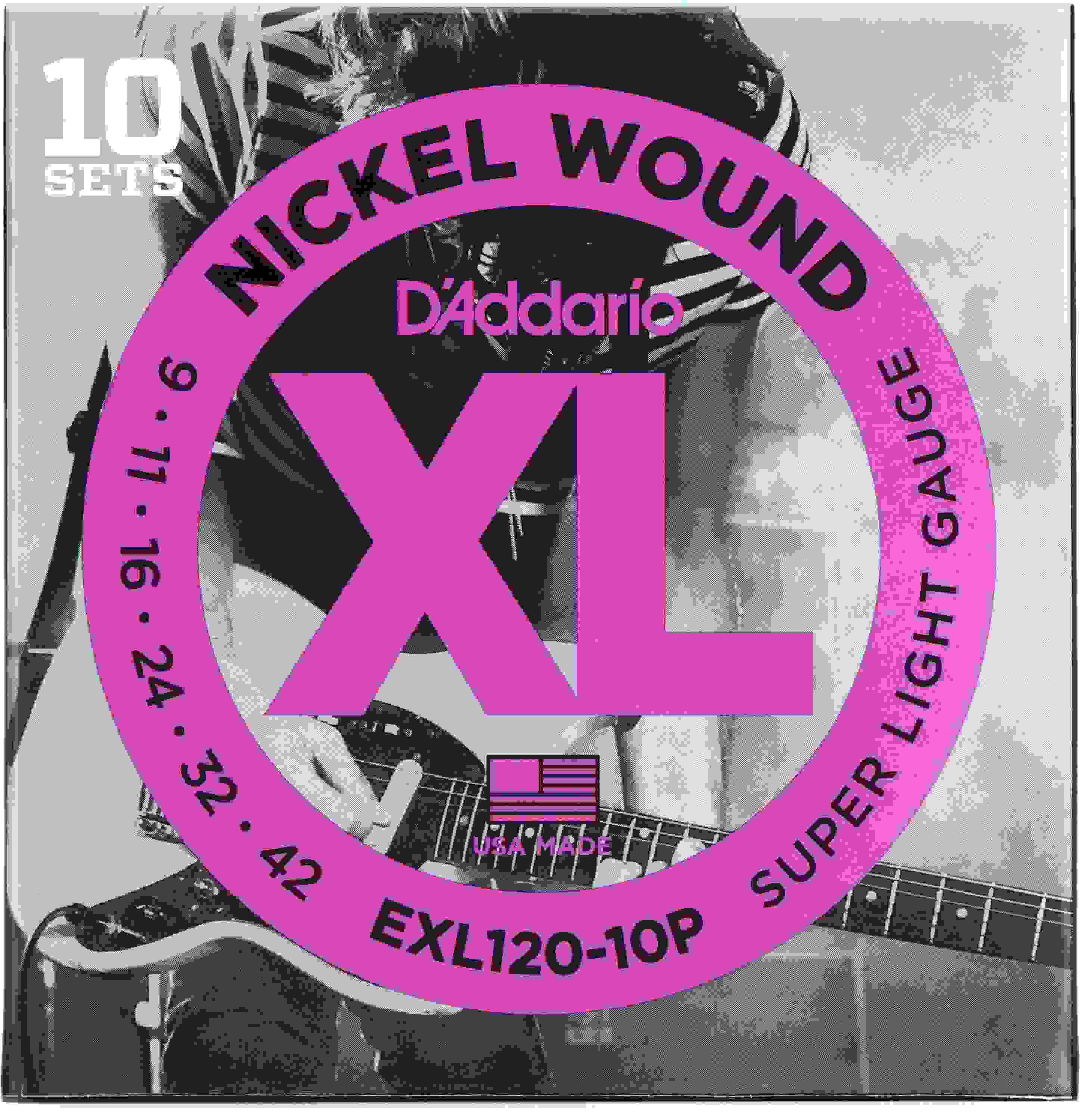 D'Addario EXL120 XL Electric Guitar Strings - .009-.042 Super Light, 10-pack