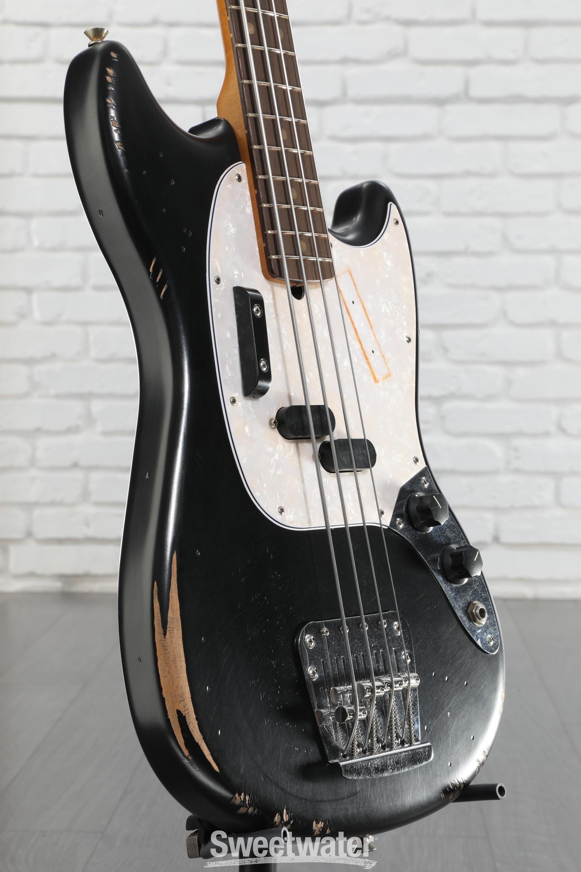 Fender JMJ Road Worn Mustang Bass - Black | Sweetwater