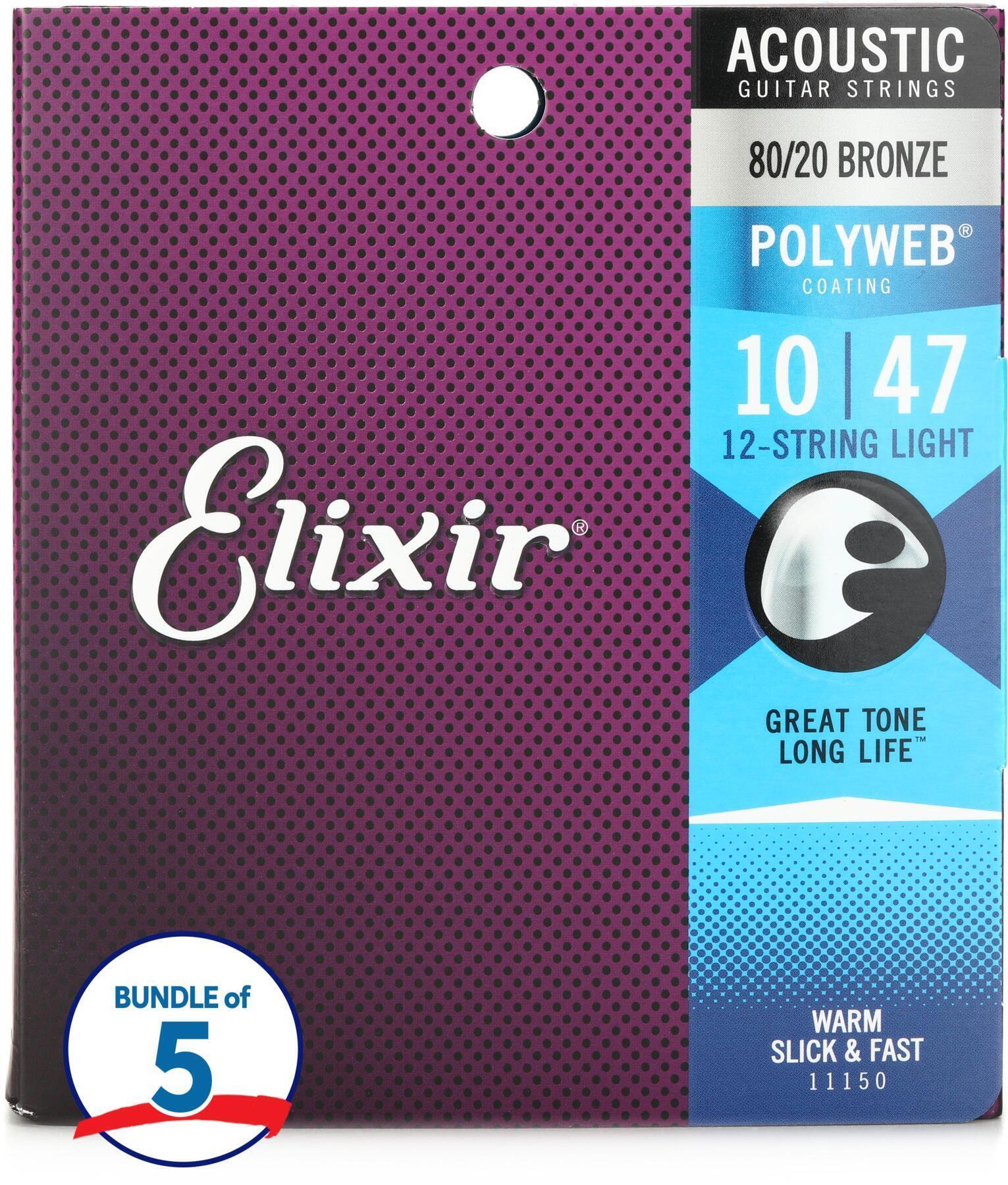 Elixir Strings 11150 Polyweb 80 20 Bronze Acoustic Guitar Strings