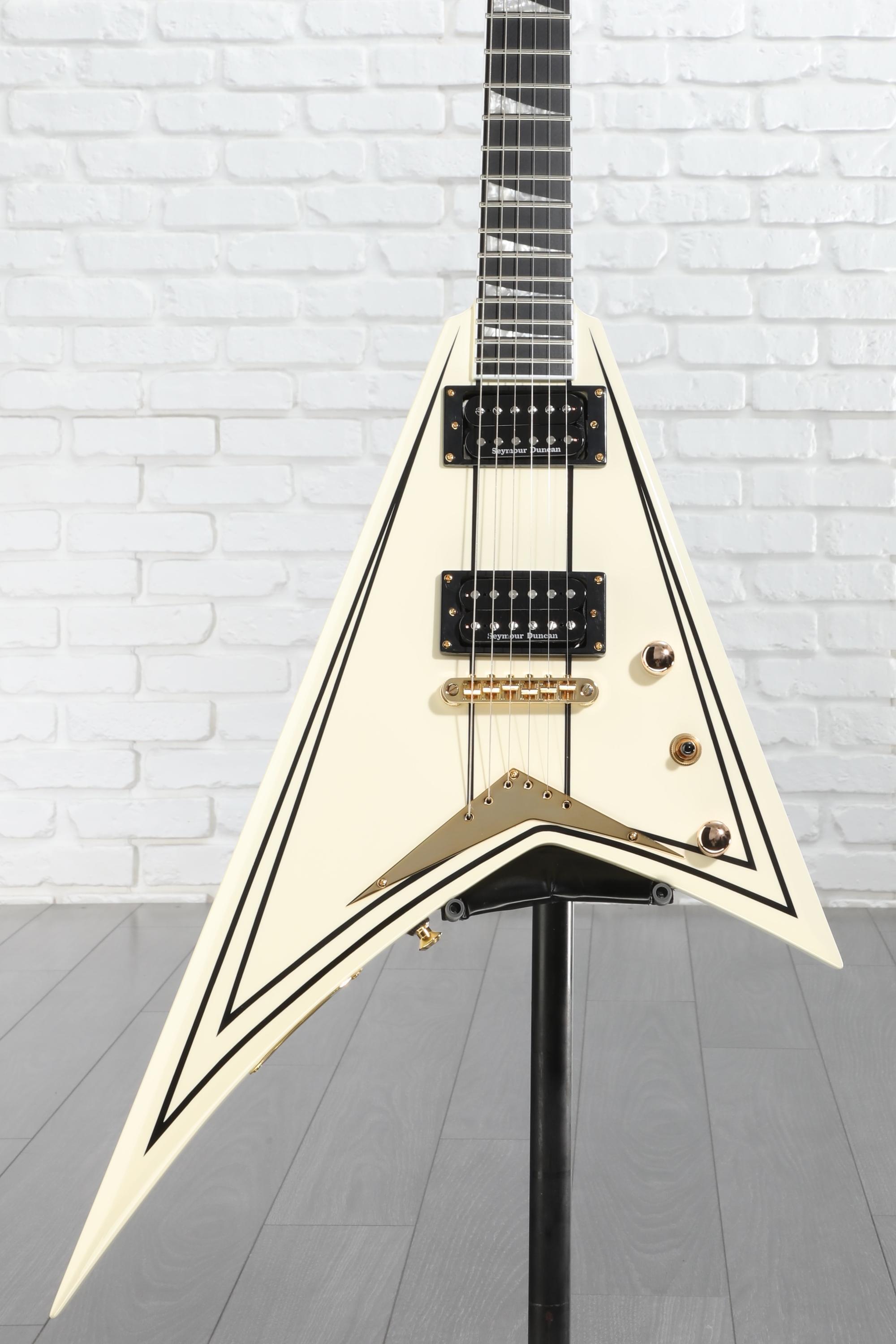 Jackson proシリーズ RRT-3 ランディV アイボリー Jackson Pro Series Rhoads RRT3 - Ivory with Black Pinstripes