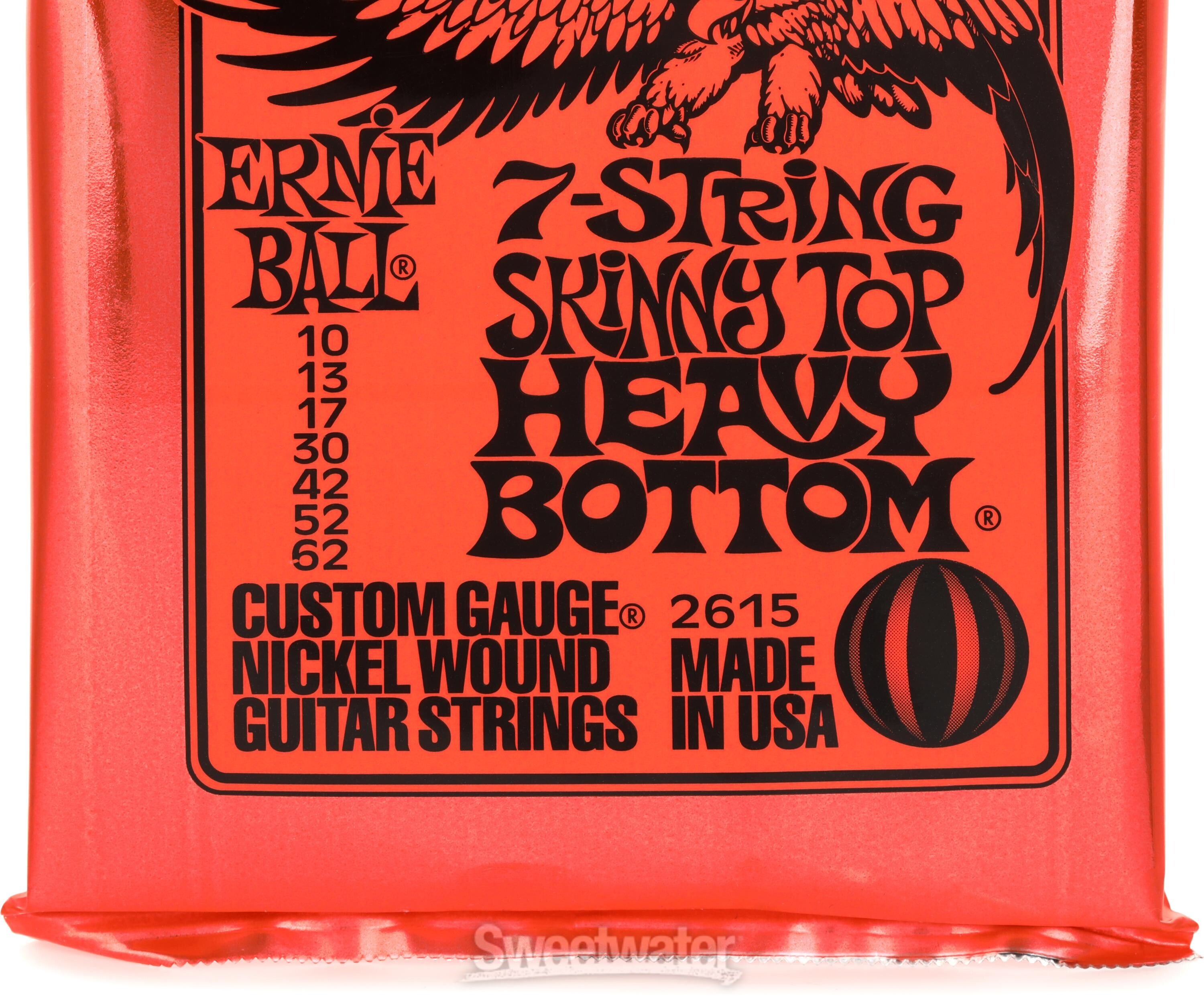 Ernie Ball 2615 Skinny Top Heavy Bottom Slinky Nickel Wound Electric Guitar  String - .010-.062 7-string (5-Pack)