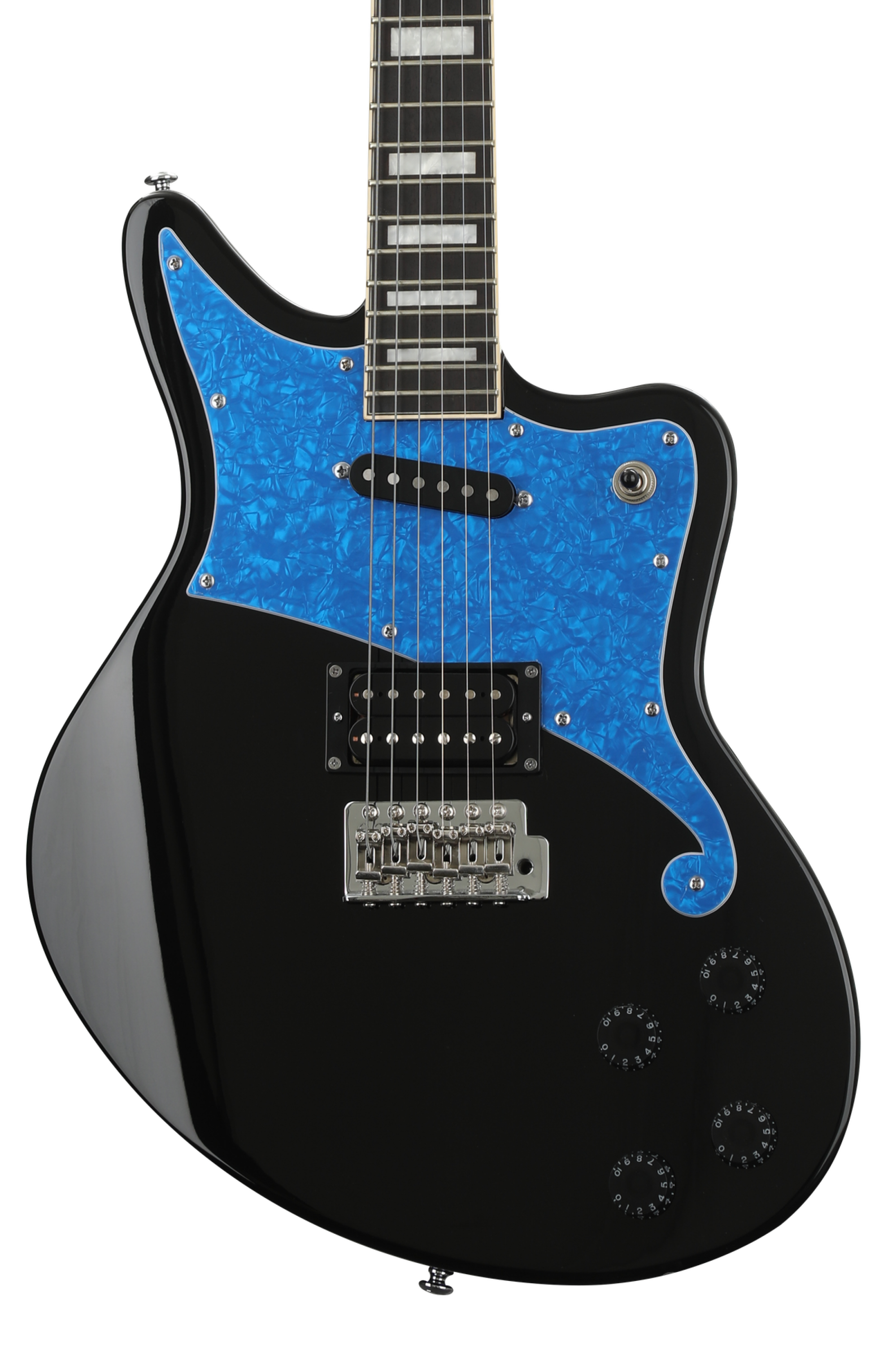 D'Angelico Premier Bedford Electric Guitar - Black with Blue Pearl