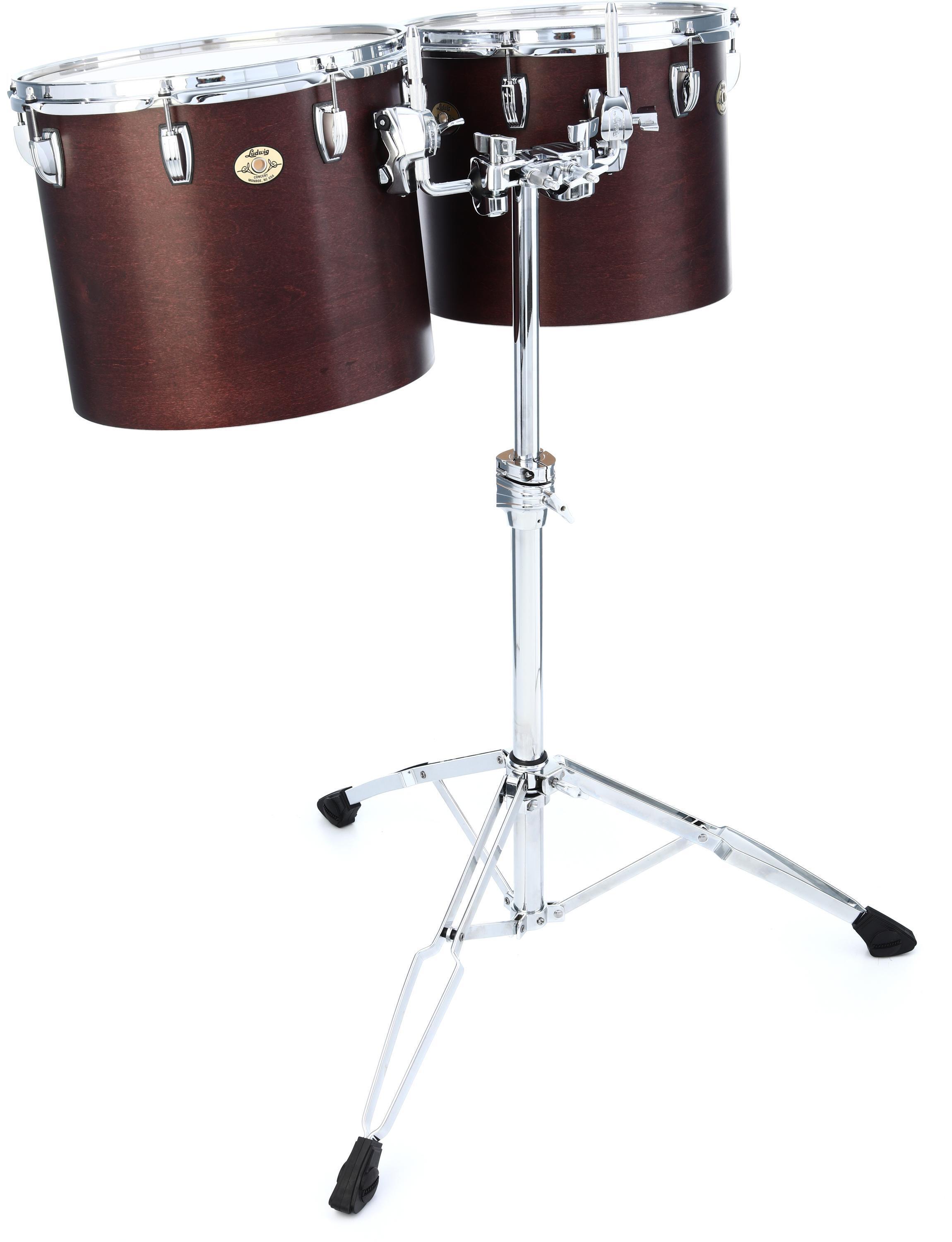 Photo of Ludwig Single-headed Concert Tom Set - 13 inches and 14 inches, Satin Mahogany