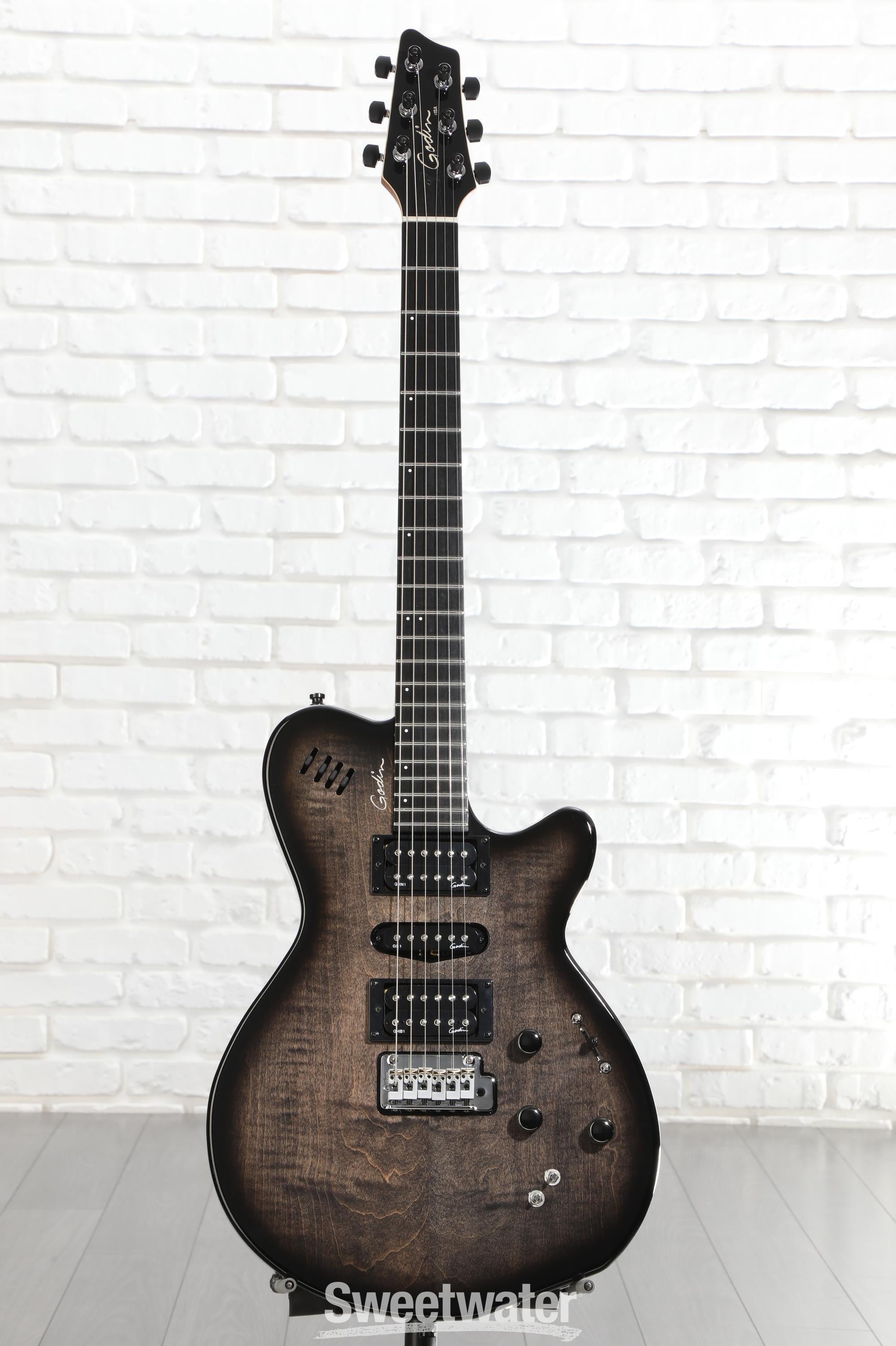 Godin xtSA Multi-Voice Electric Guitar - Trans Black | Sweetwater
