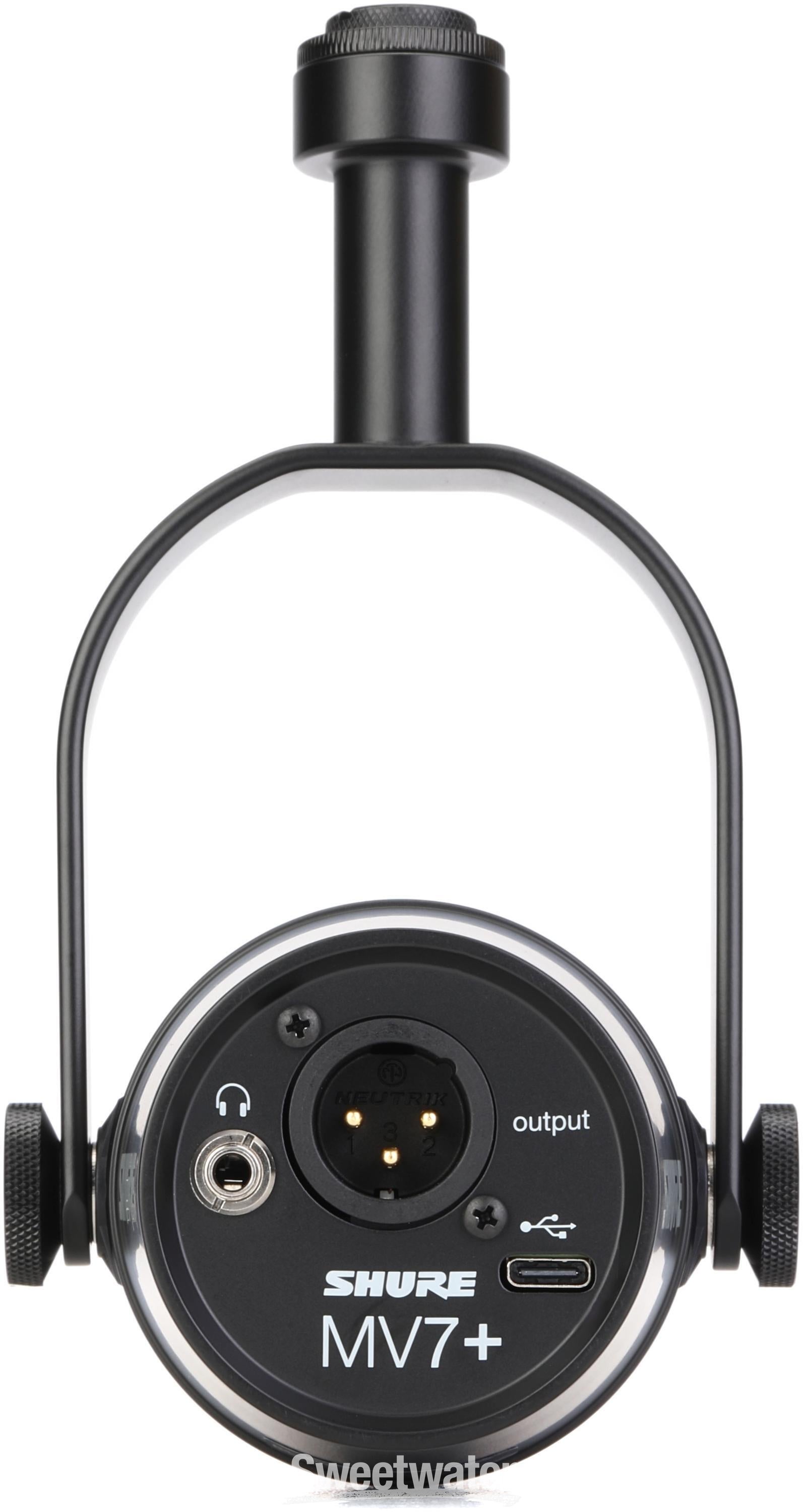 SHURE MV7+ PODCAST MICROPHONE 美品 Shure MV7+-K-BNDL - Podcast Microphone with USB and XLR Outputs, stand