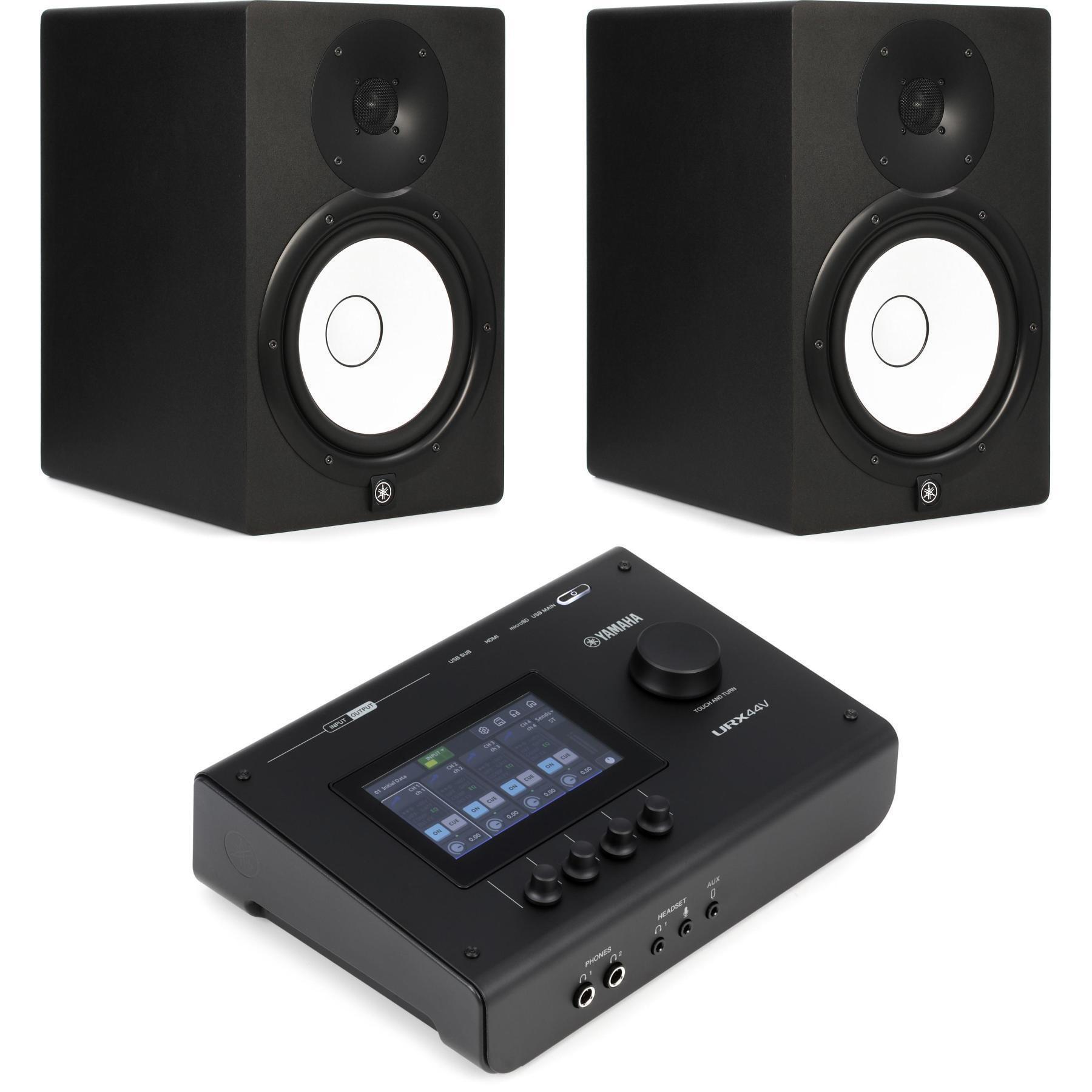 Photo of Yamaha URX44V USB-C Audio and Video Interface with HS8 Studio Monitors - Black