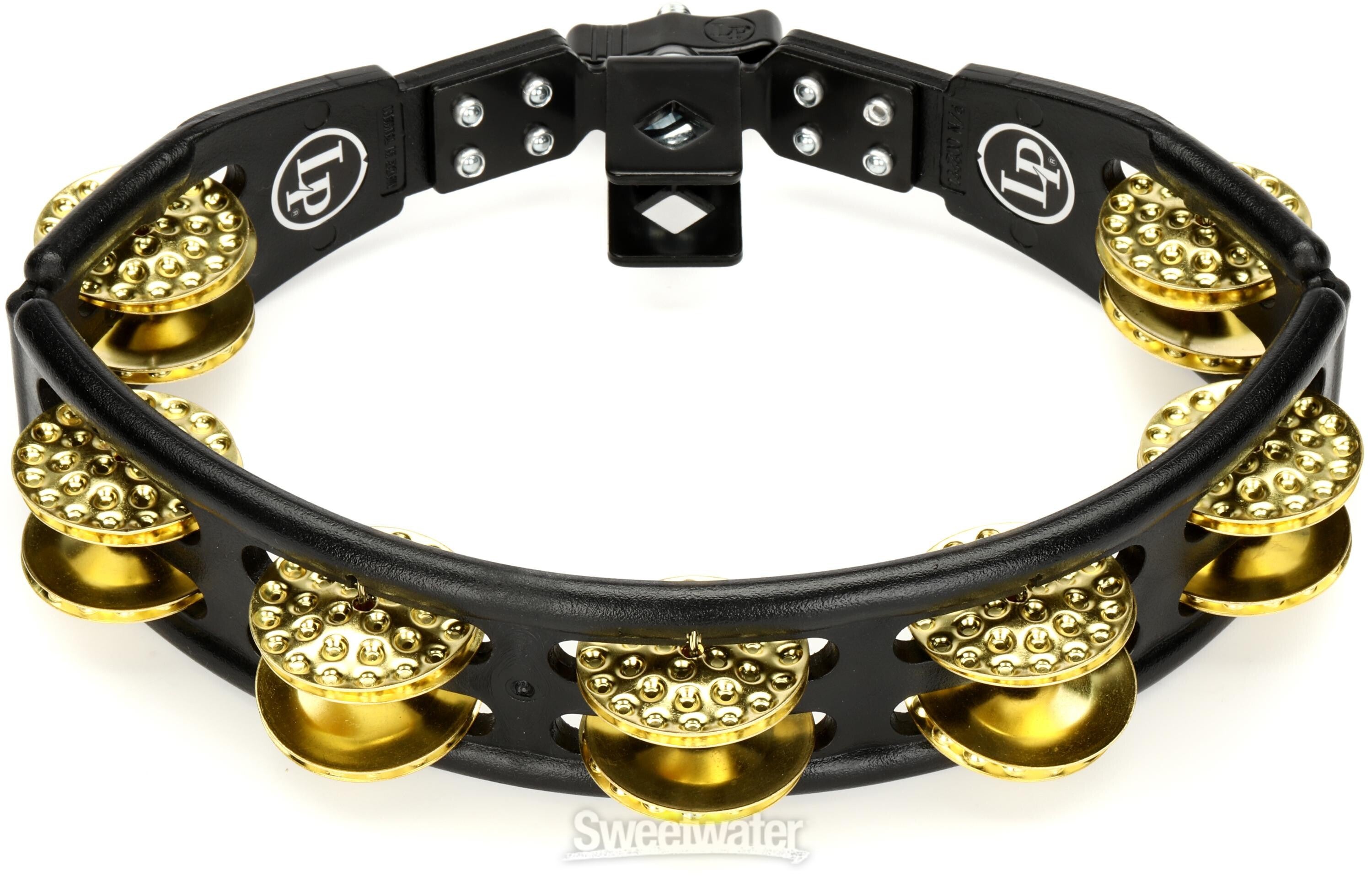 Latin Percussion Cyclops Mountable Tambourine - Black with Dimpled Brass  Jingles