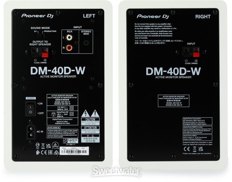 DJ Desktop Pioneer Active Speaker 4-inch Sweetwater DM-40D-W Monitor | White -