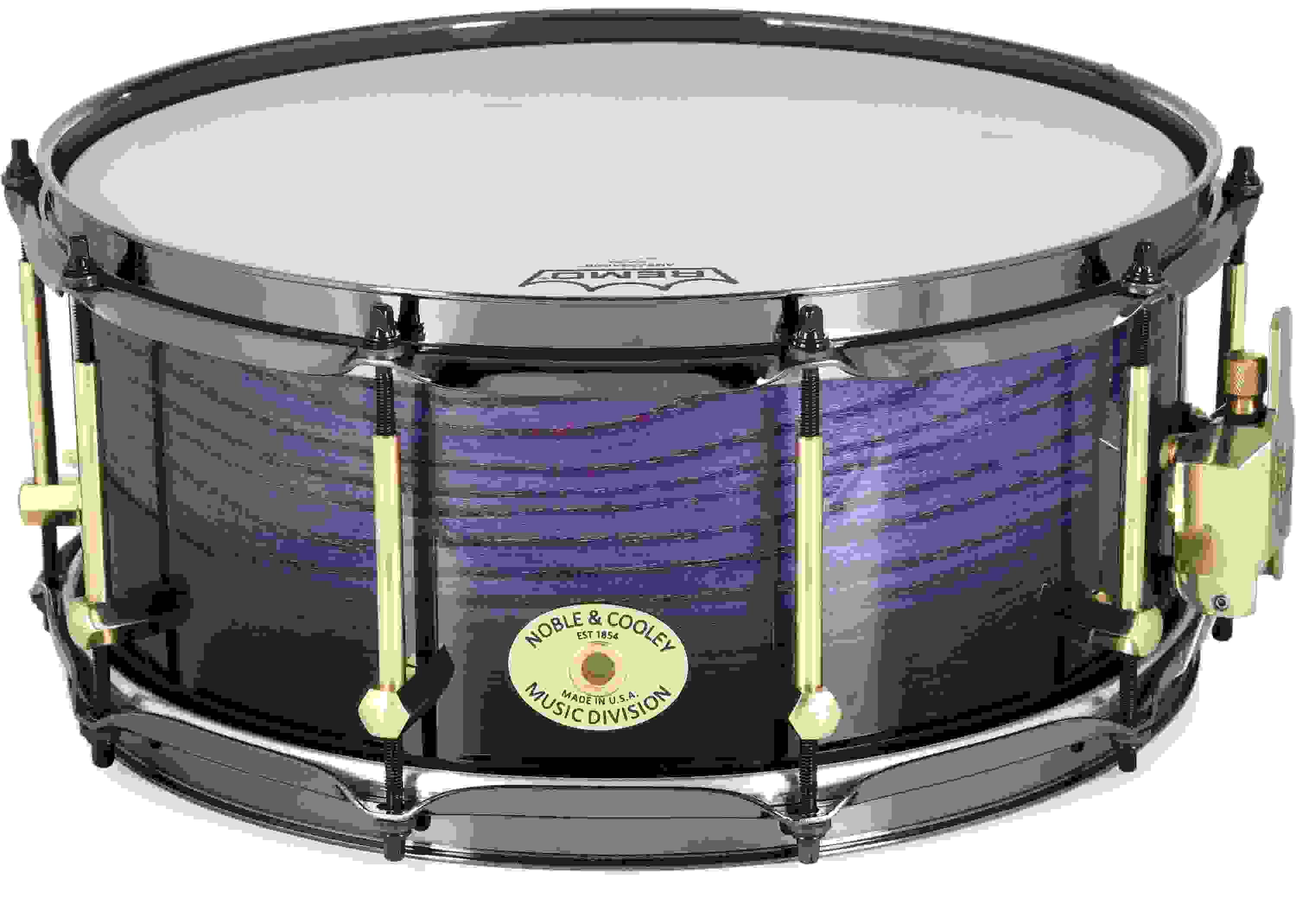 Noble & Cooley Solid Shell Ash Snare Drum - 6 inchrd x 14 inches, Purple Satin Black Fade Gloss