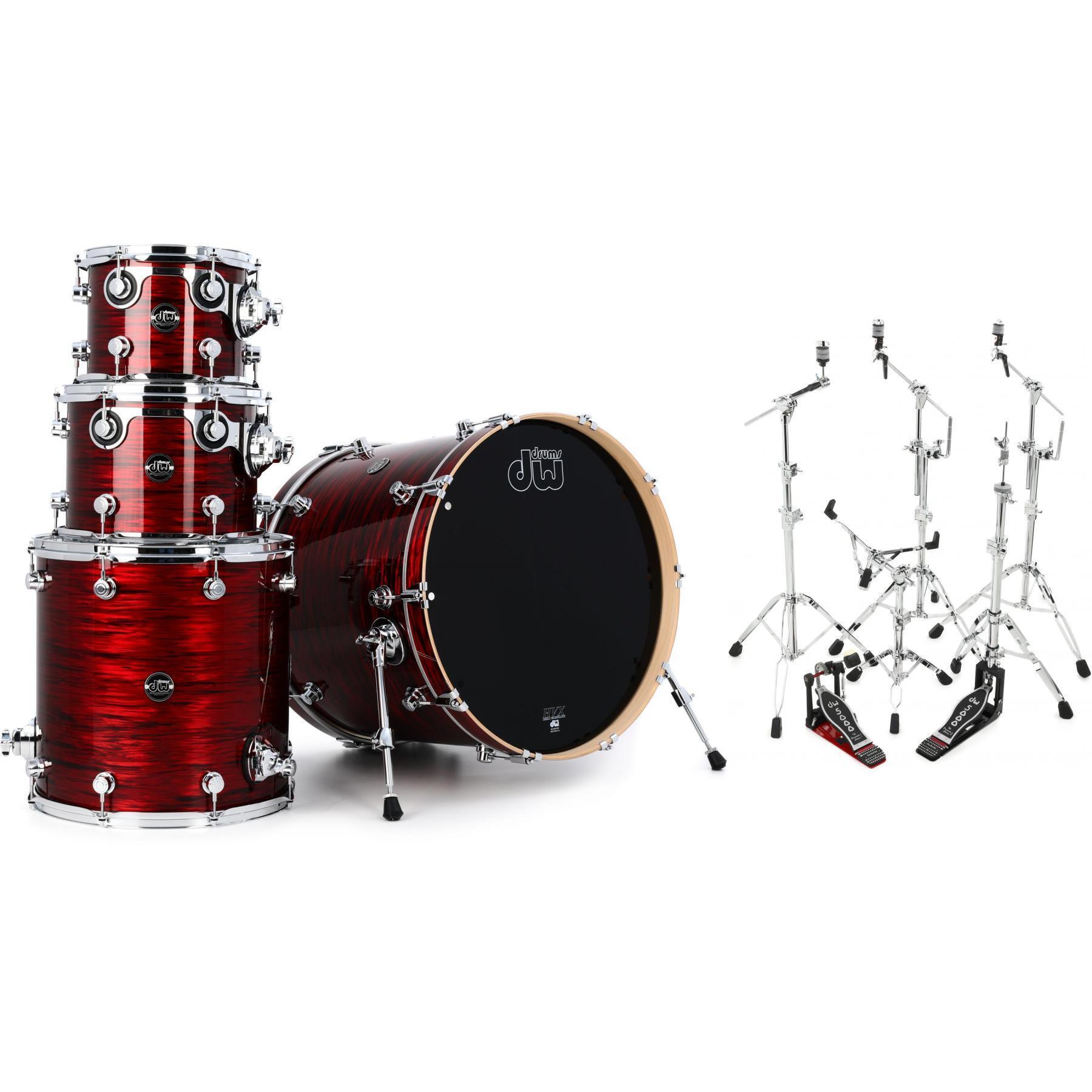 Photo of DW Performance Series 4-piece Shell Pack and Hardware Bundle - Antique Ruby Oyster (Sweetwater Exclusive)