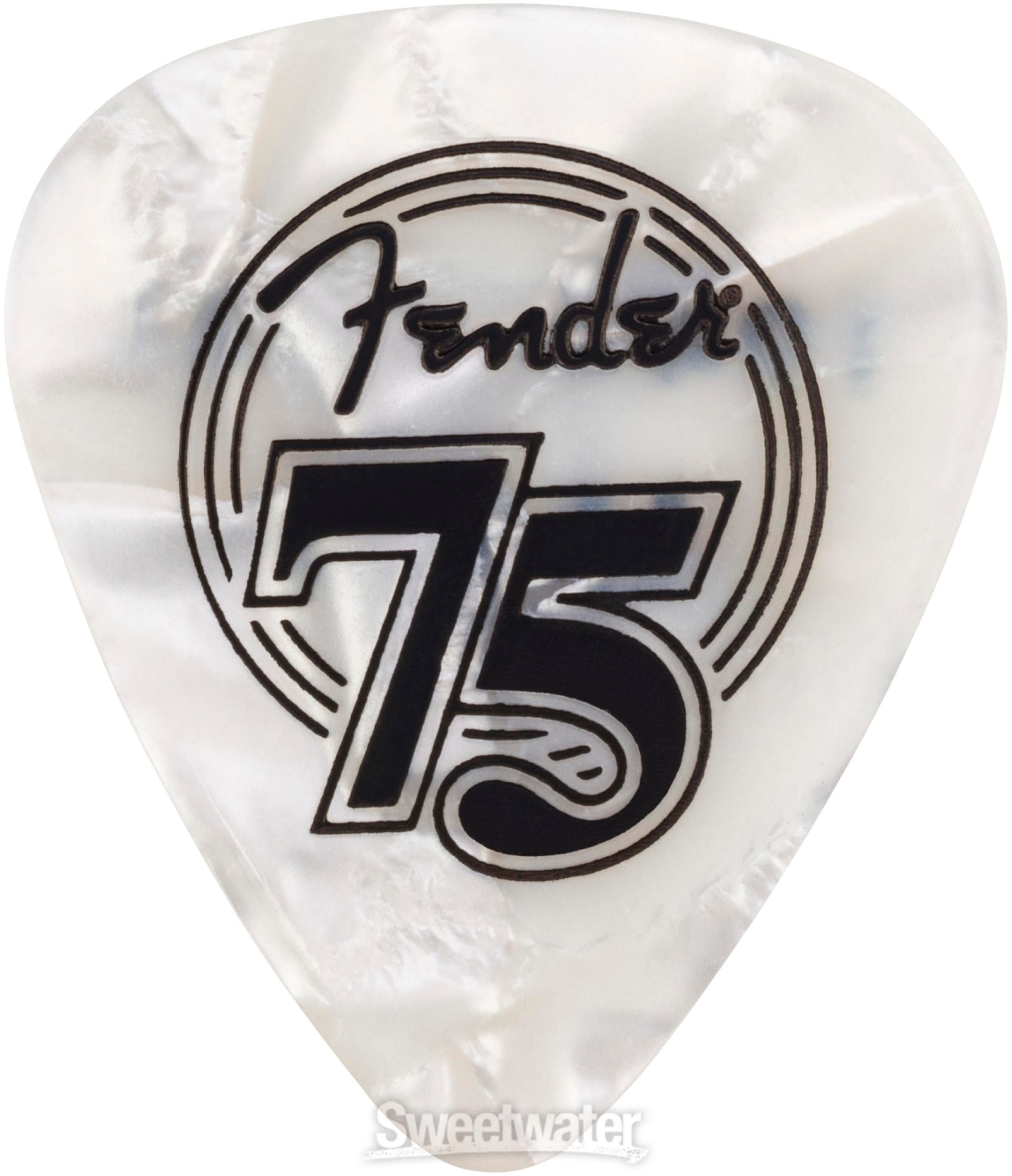 Fender 75th Anniversary Pick Tin - Medium White Pearl (18-pack