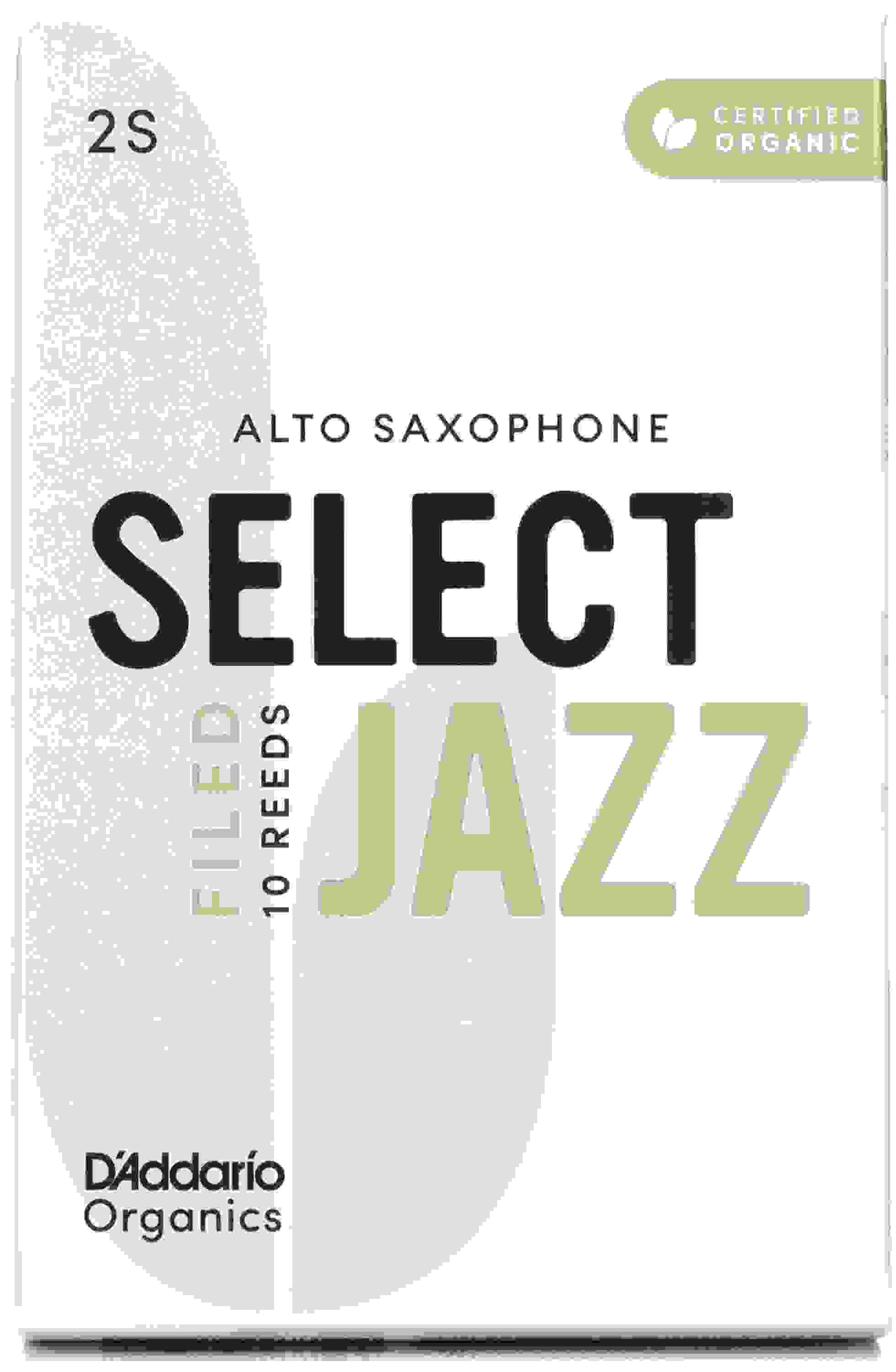 D'Addario Organics Select Jazz Filed Alto Saxophone Reeds - 2 Soft (10-pack)